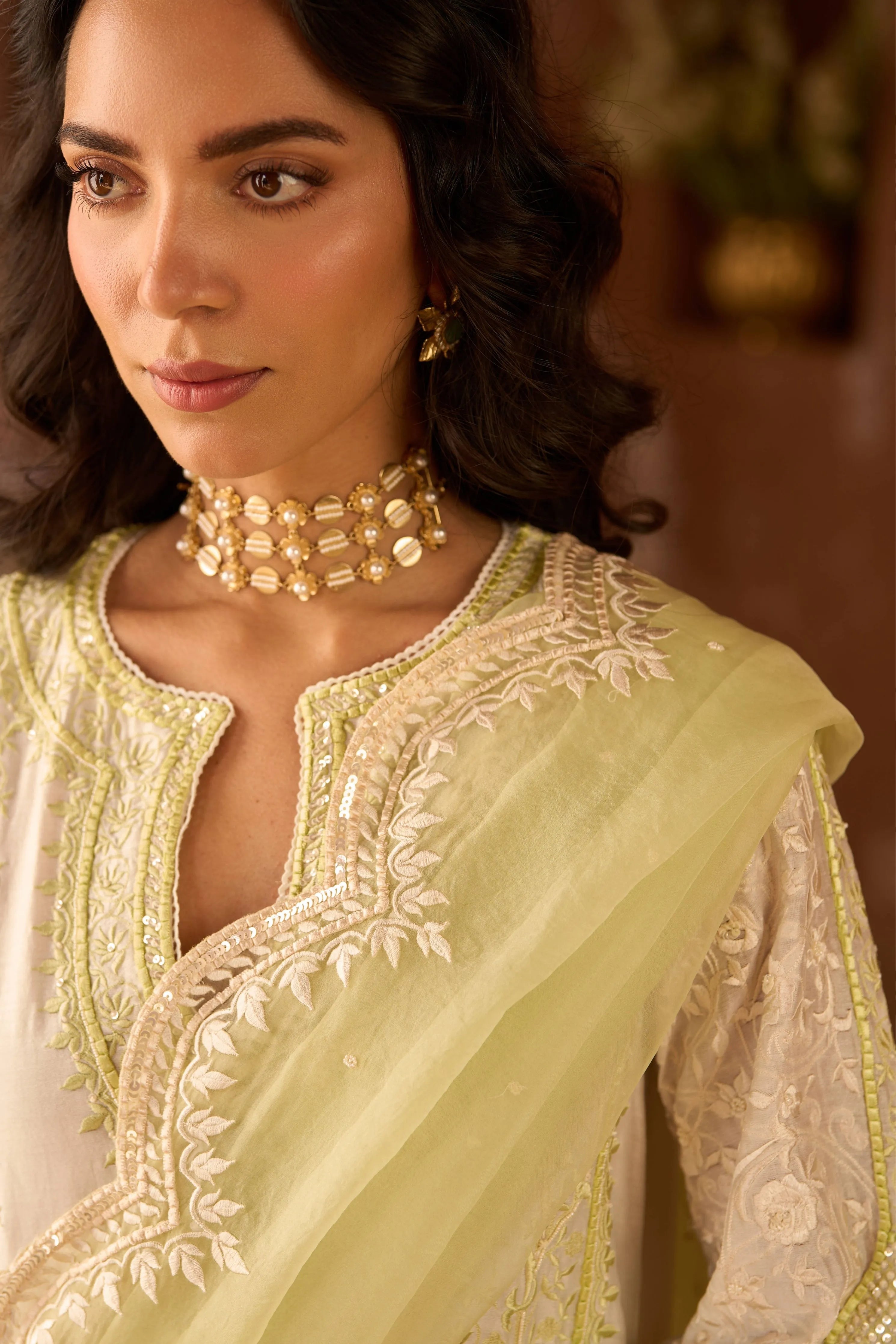Nurvi Daisy Ivory Long ALine Kurta Set