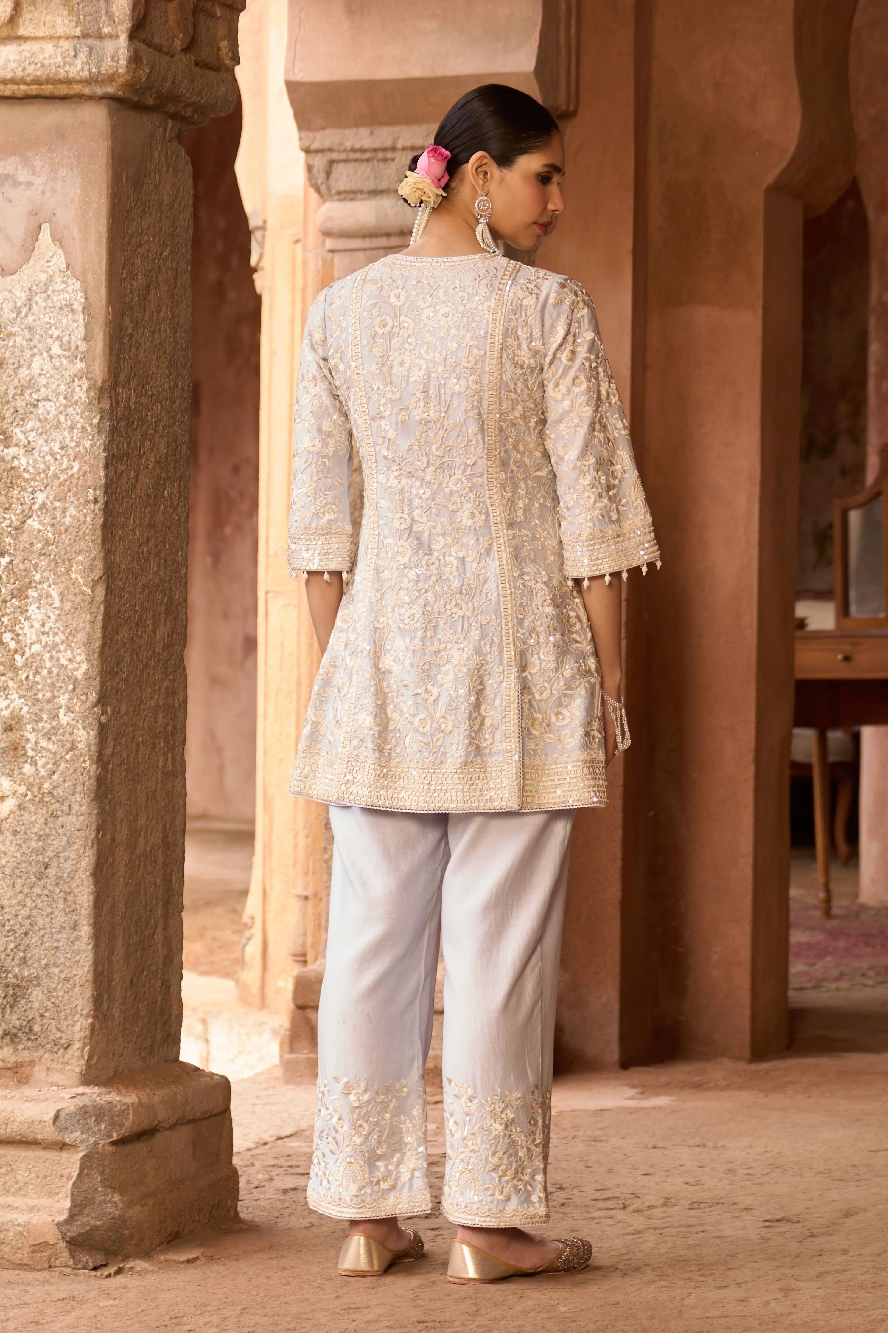 Saboor Blue Short ALine Kurta Set