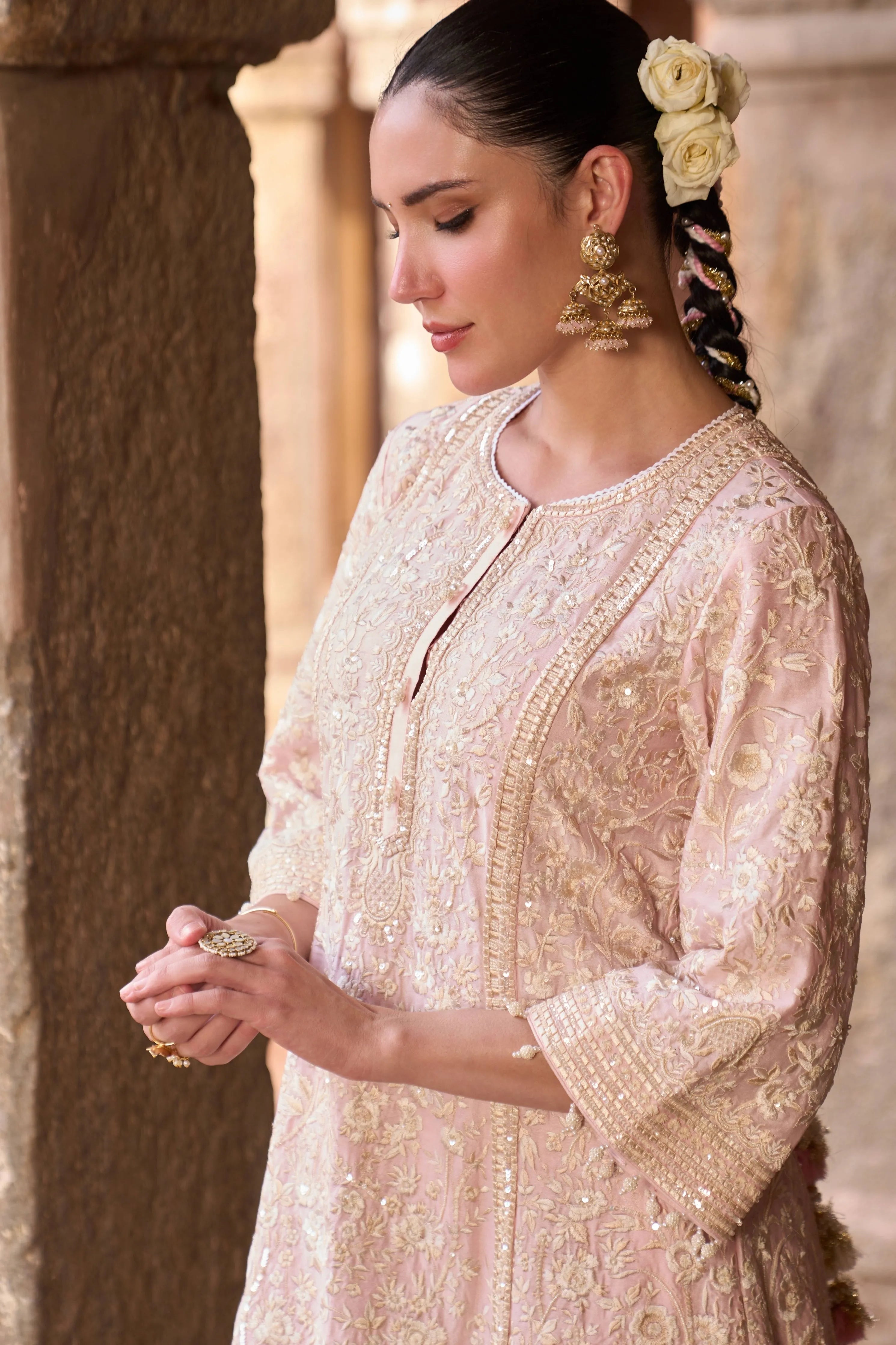 Saboor Pink Short ALine Kurta set
