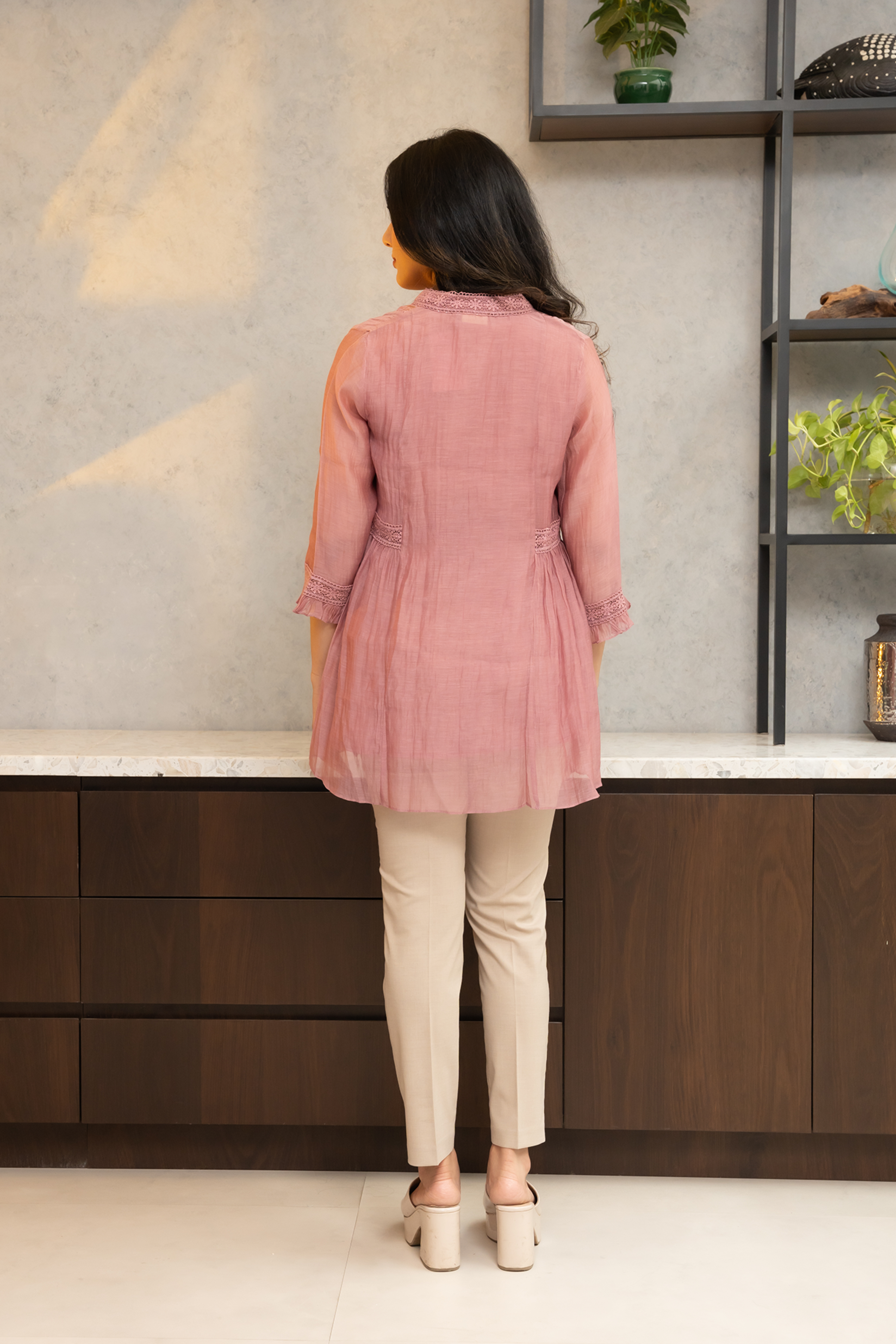 Dusky Pink Chanderi Shirt