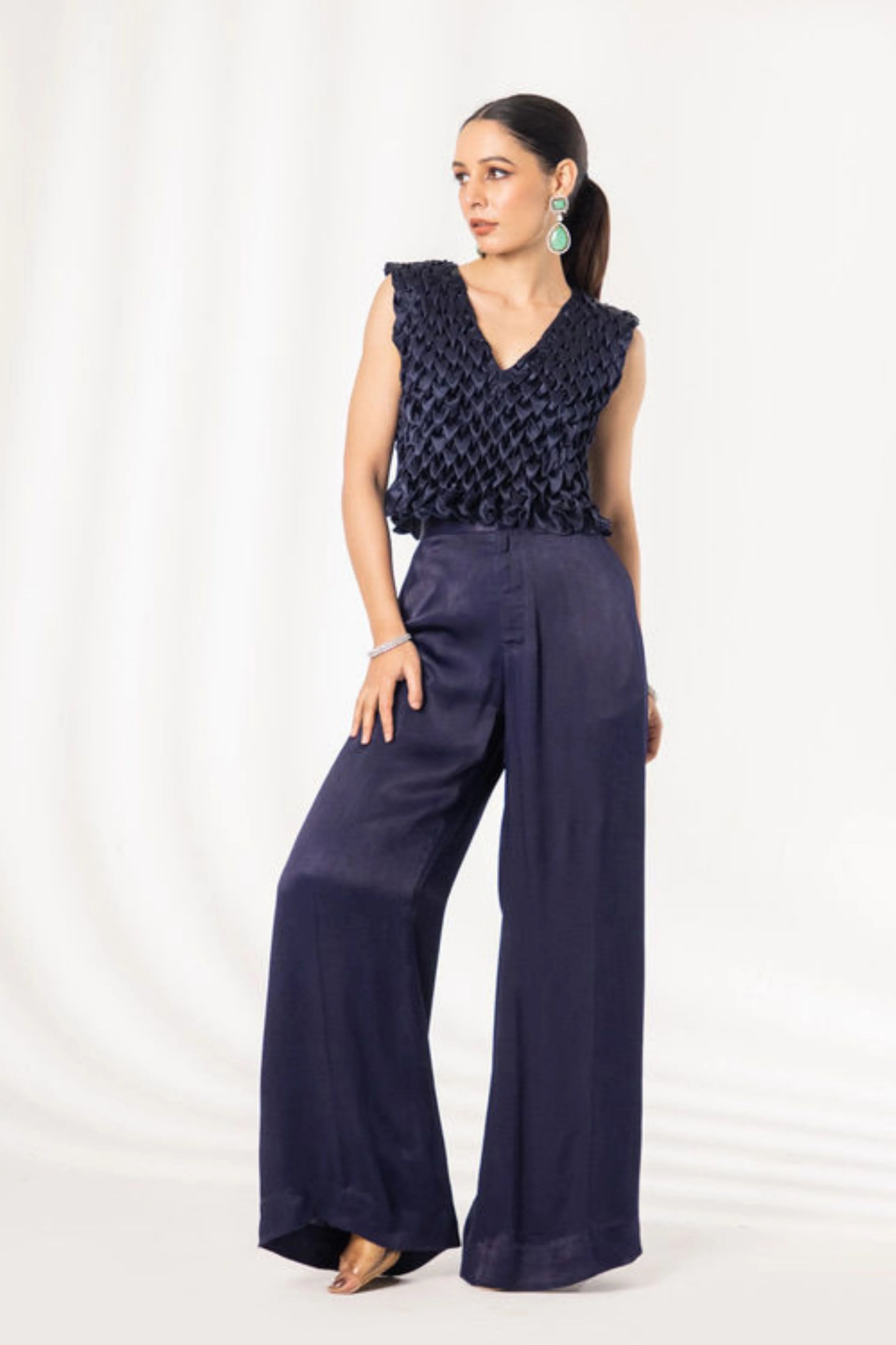 Venus Smocked V neck full smock top with pant