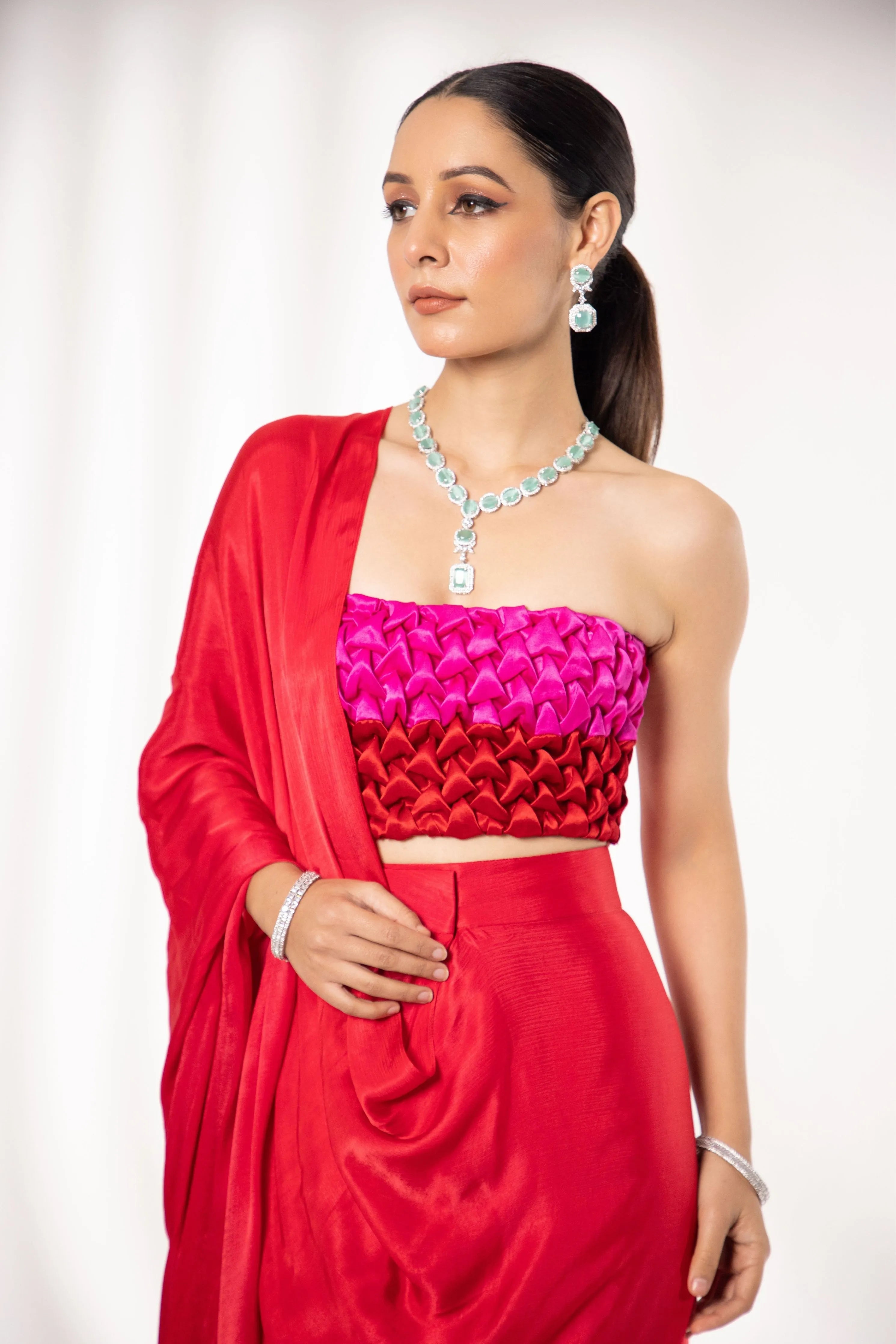 Onyx Smocked Bustier with saree