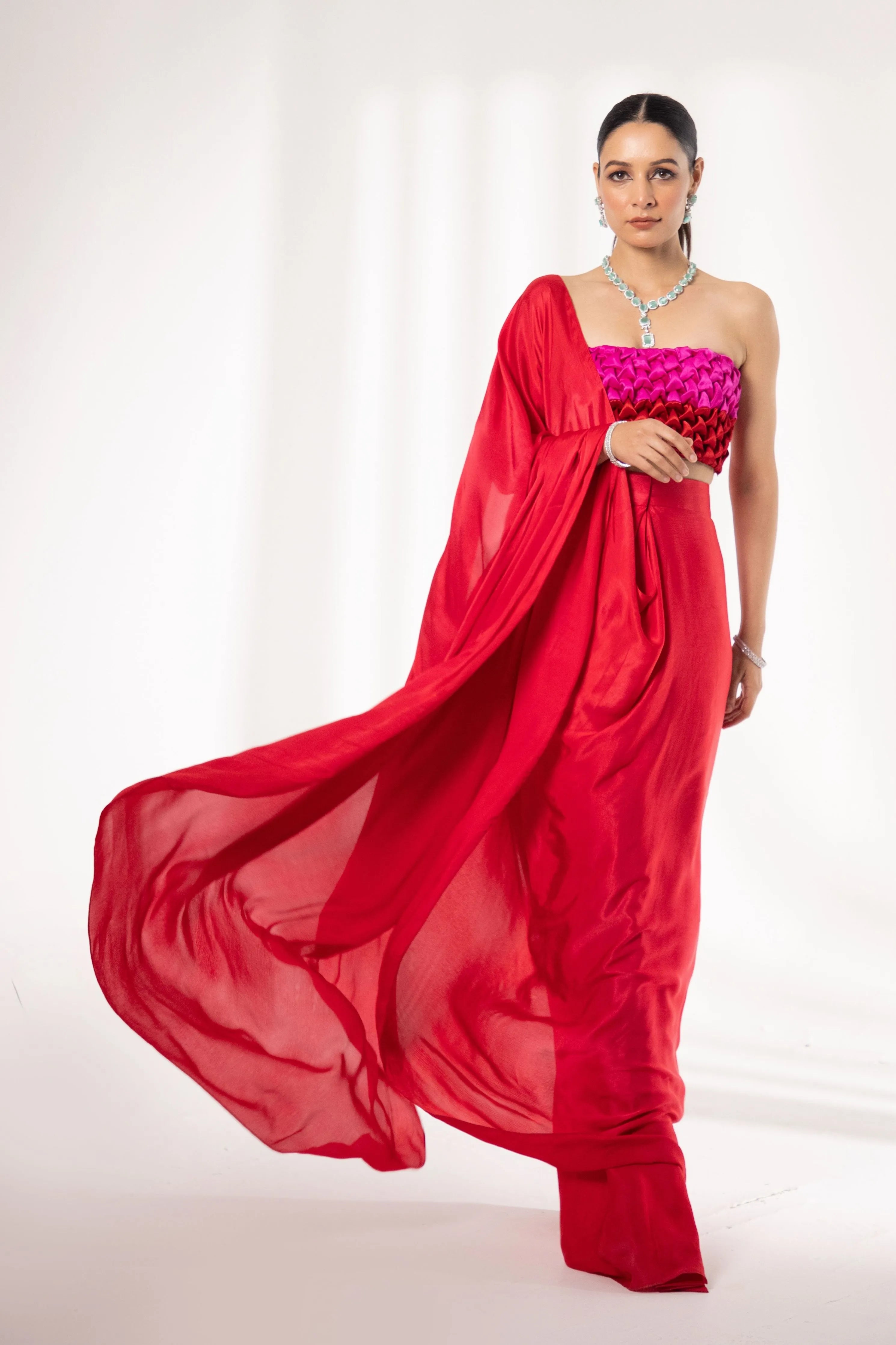 Onyx Smocked Bustier with saree