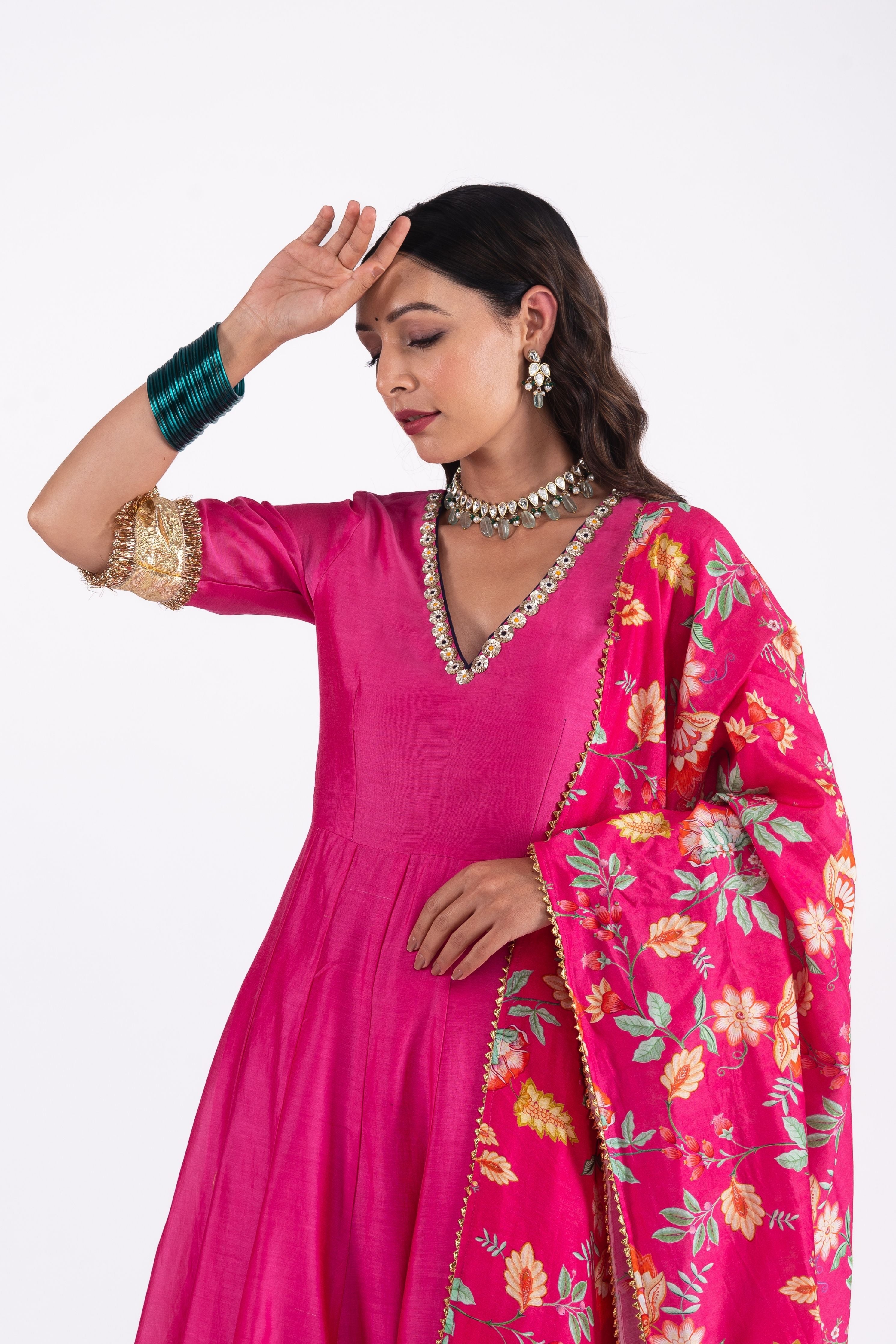 Nazren Silk Chanderi Anarkali Set