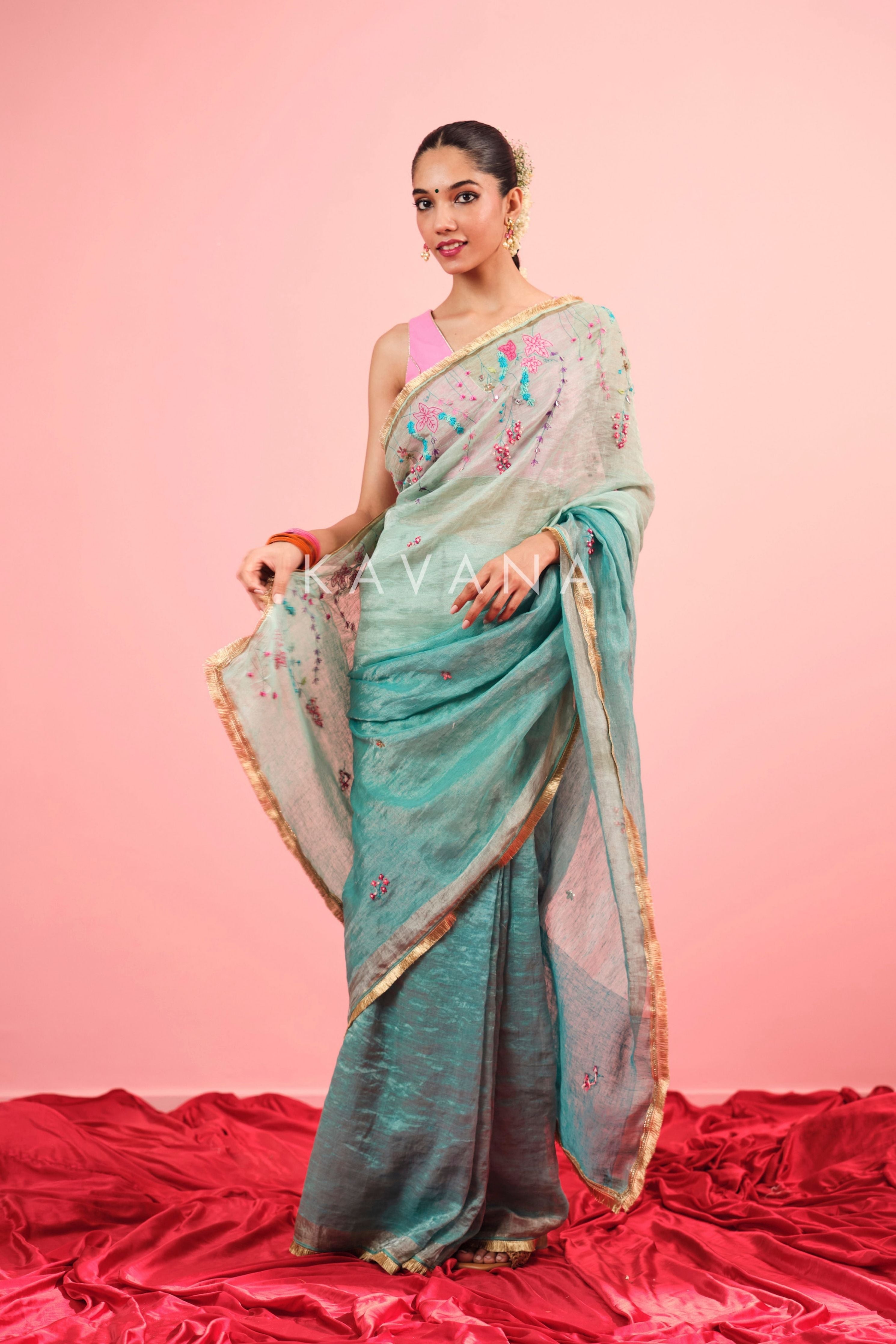 Neela Aangan Tissue Sari