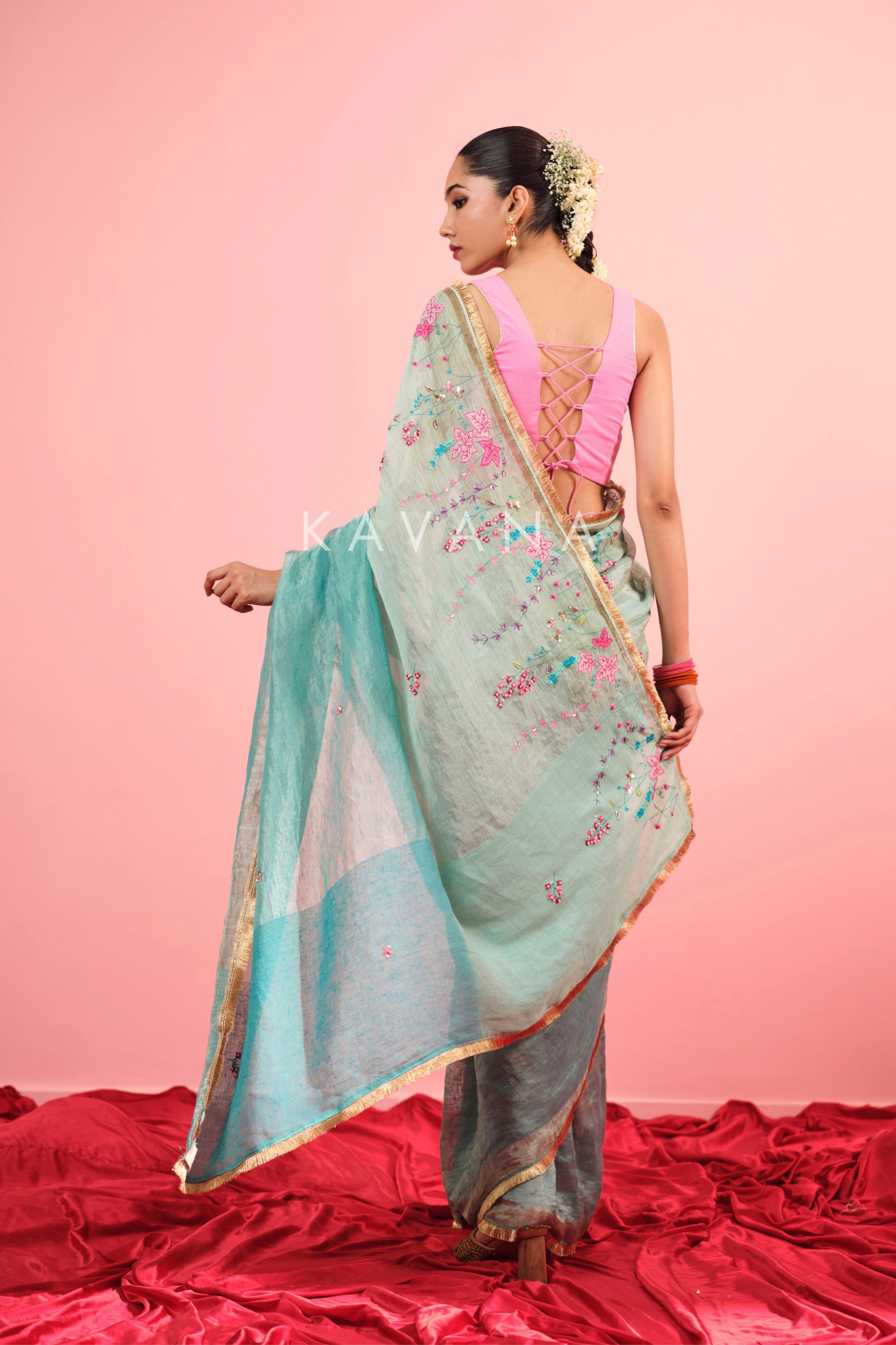 Neela Aangan Tissue Sari