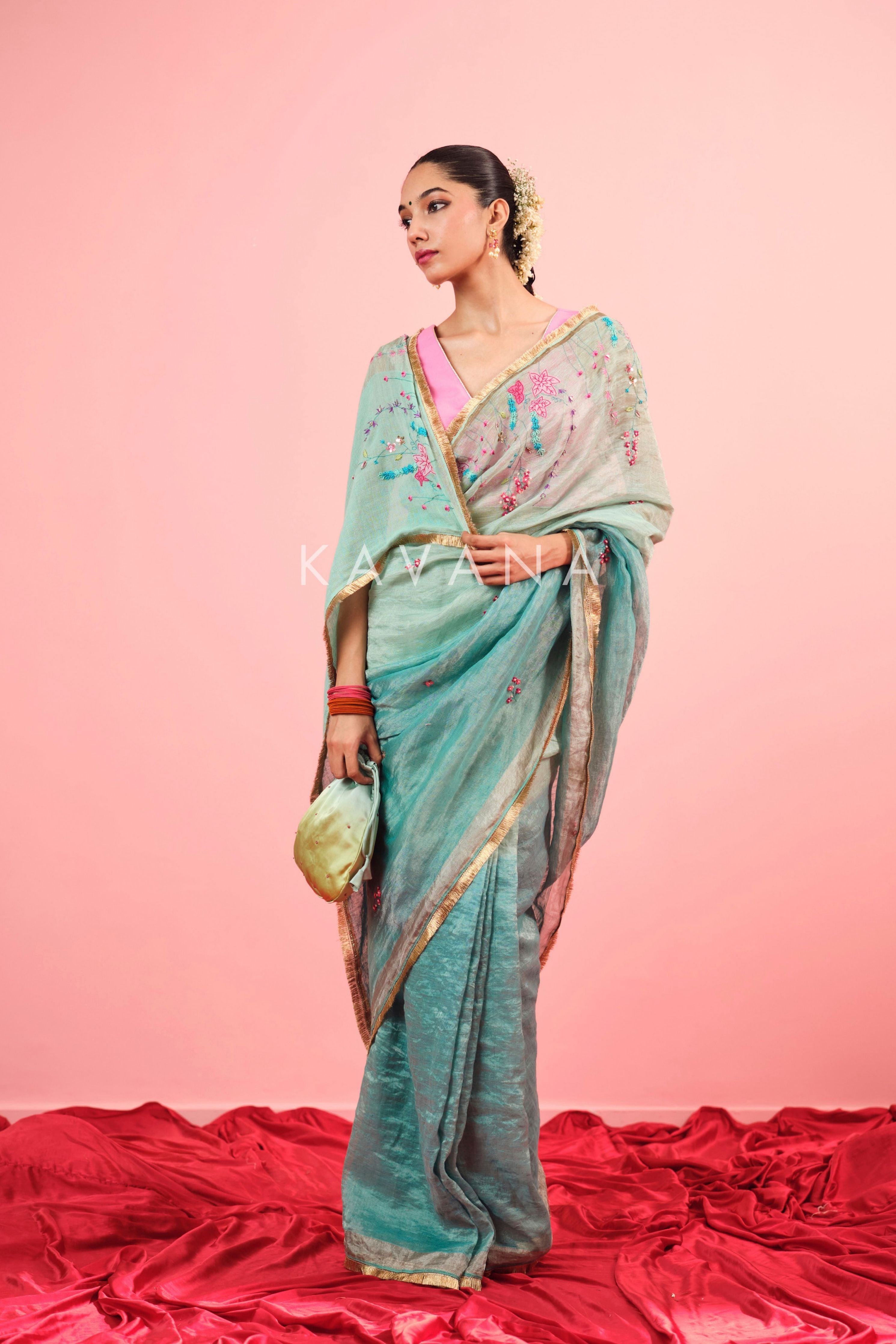 Neela Aangan Tissue Sari