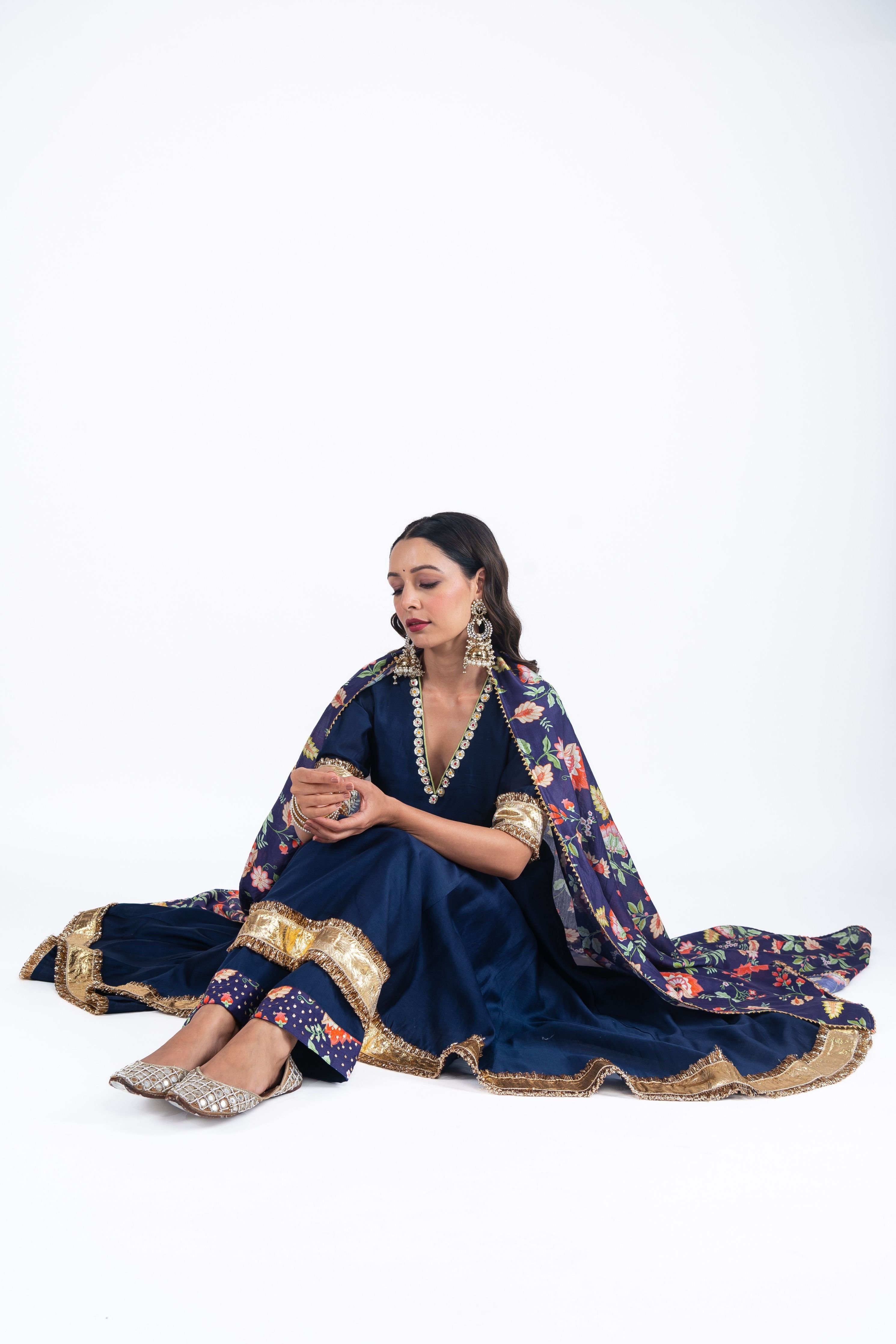 Neelam  Silk Chanderi Anarkali Set