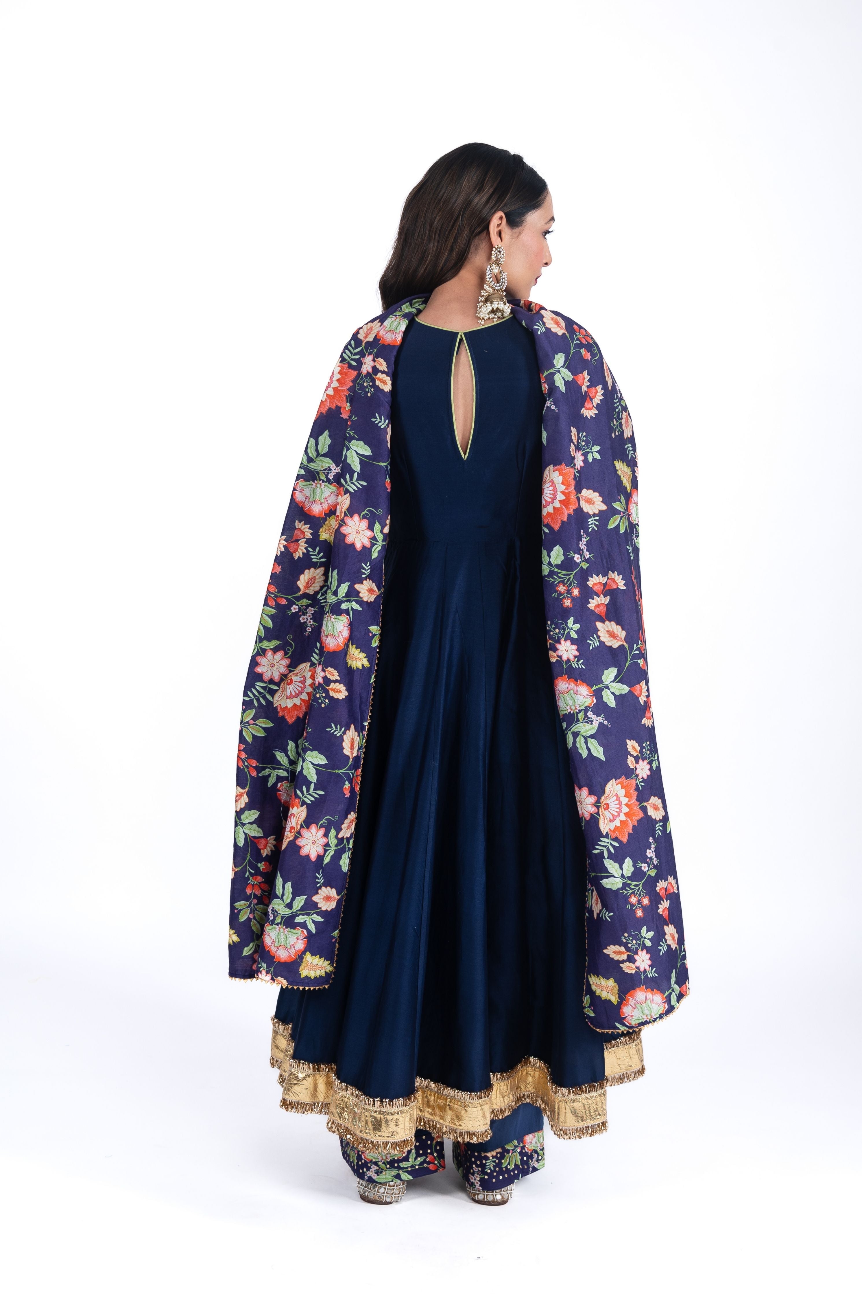 Neelam  Silk Chanderi Anarkali Set