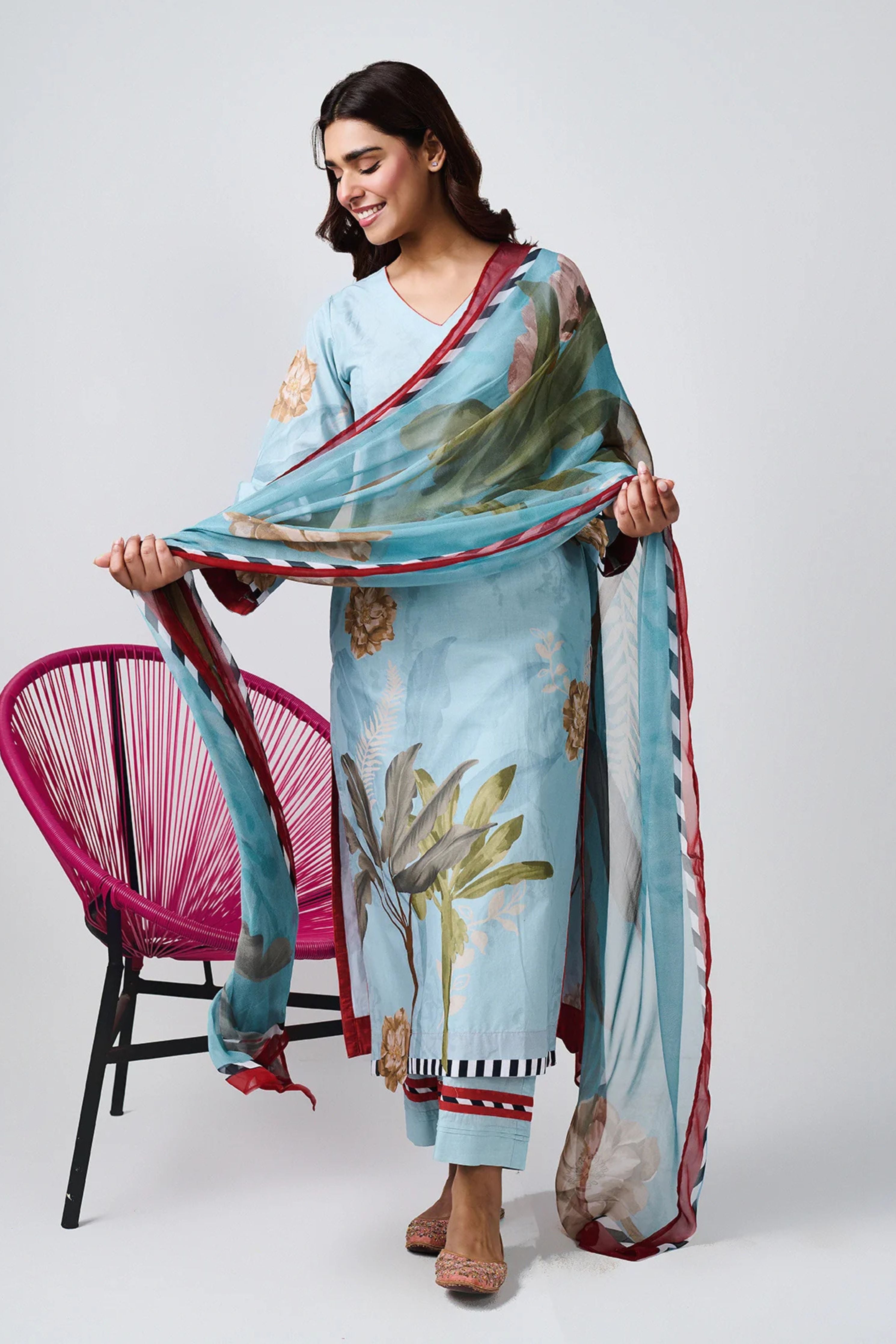Noor Aqua Blue Kurta Set