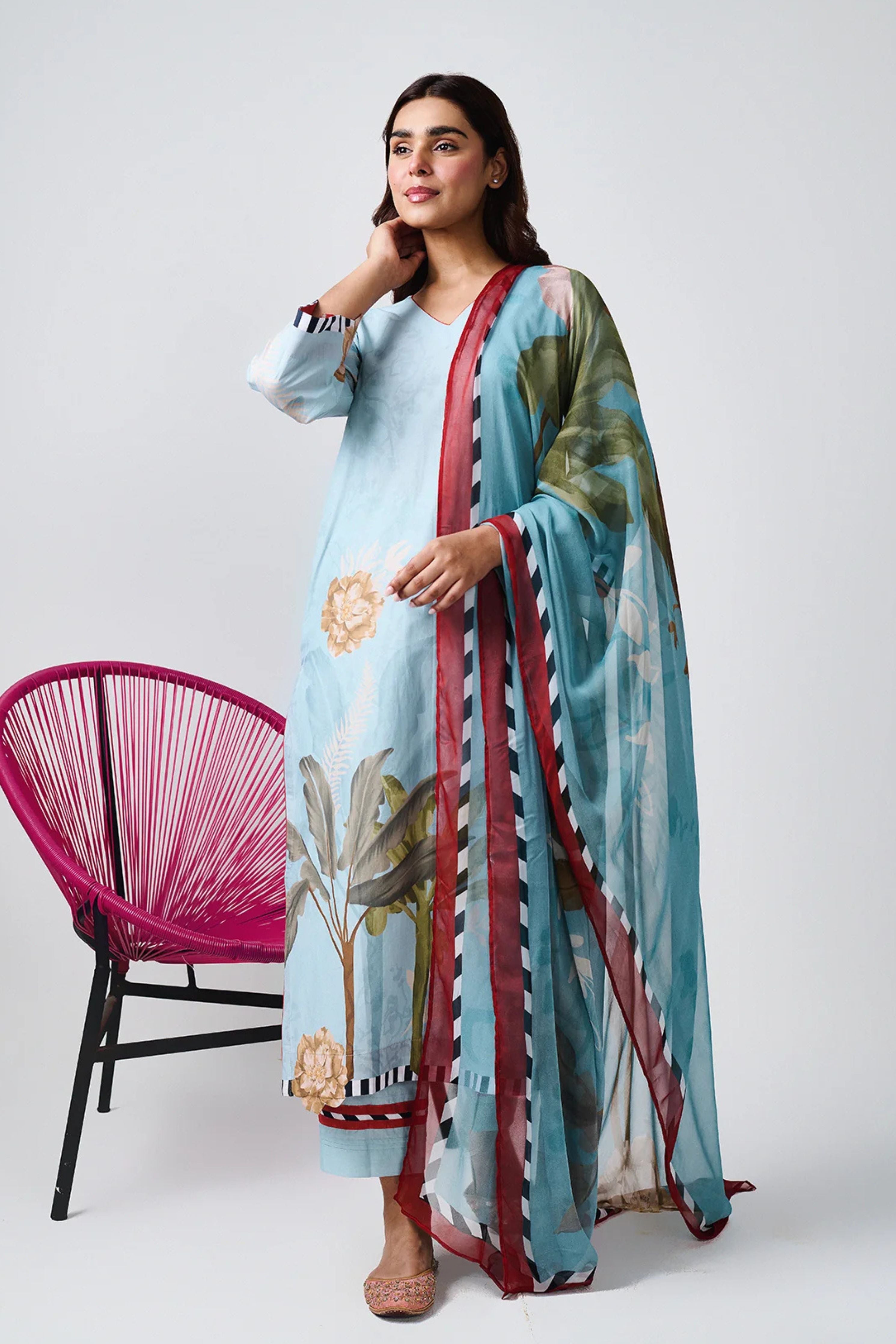 Noor Aqua Blue Kurta Set
