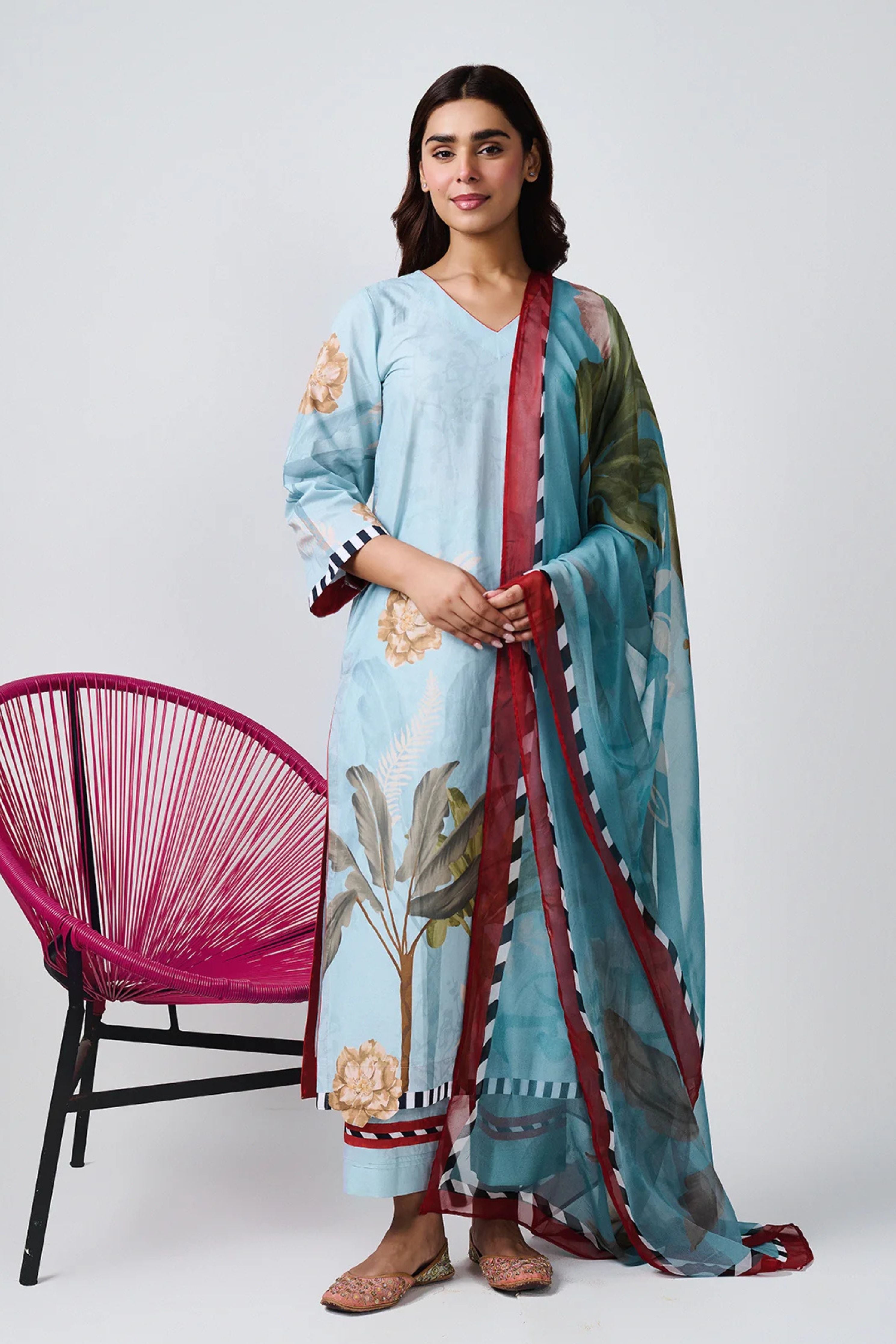Noor Aqua Blue Kurta Set
