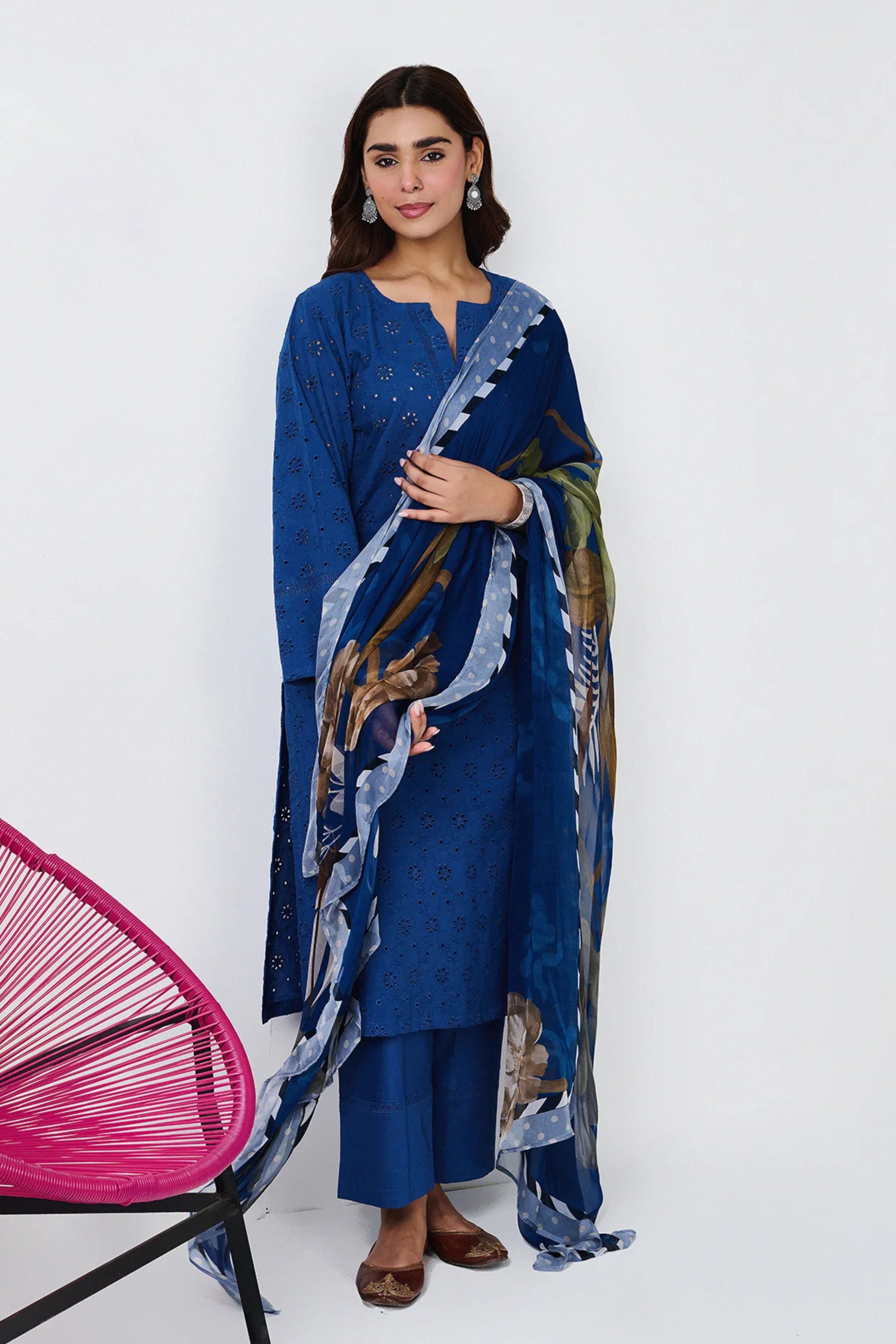 Noor Blue Shifli Kurta Set