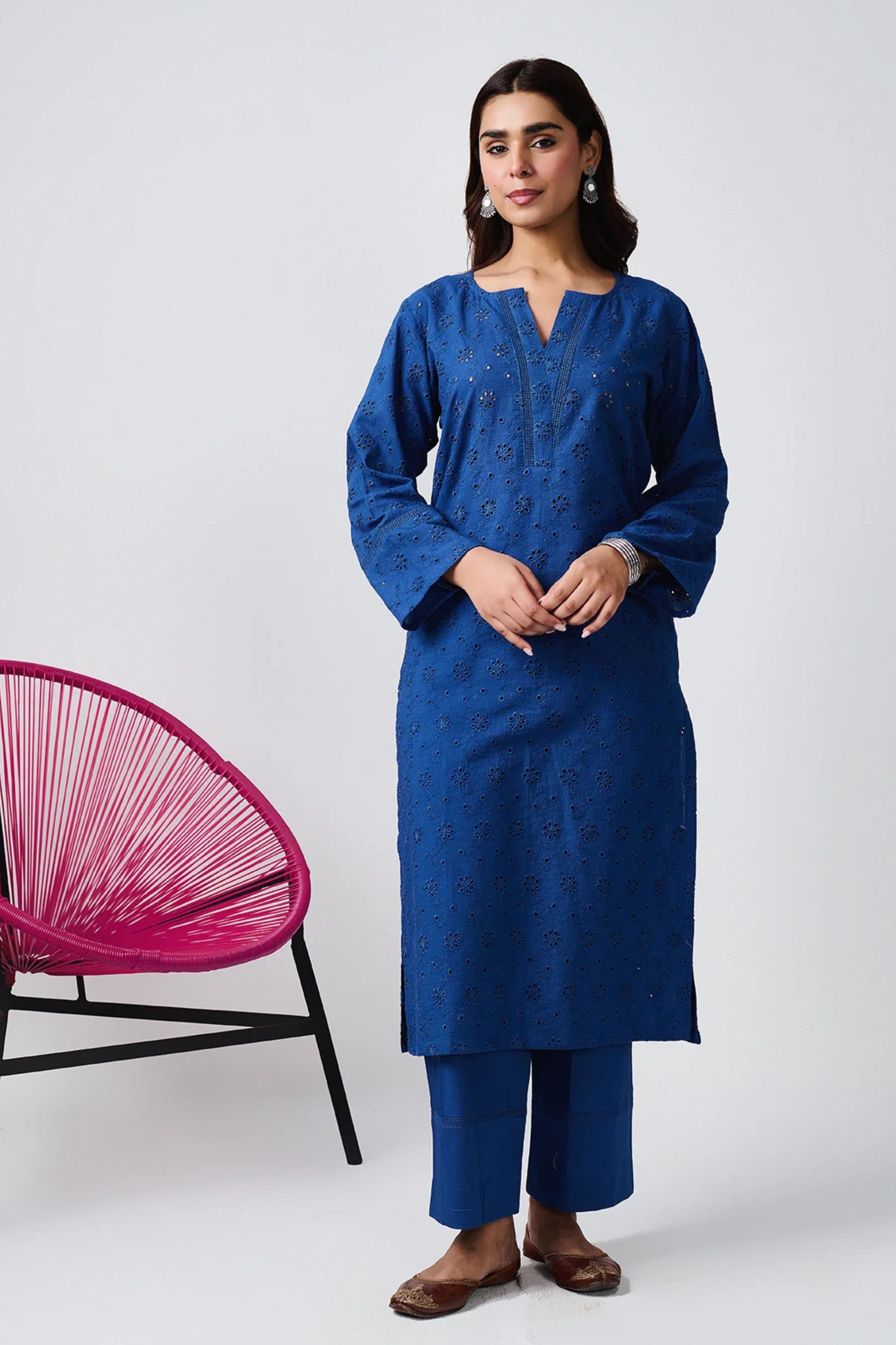 Noor Blue Shifli Kurta Set
