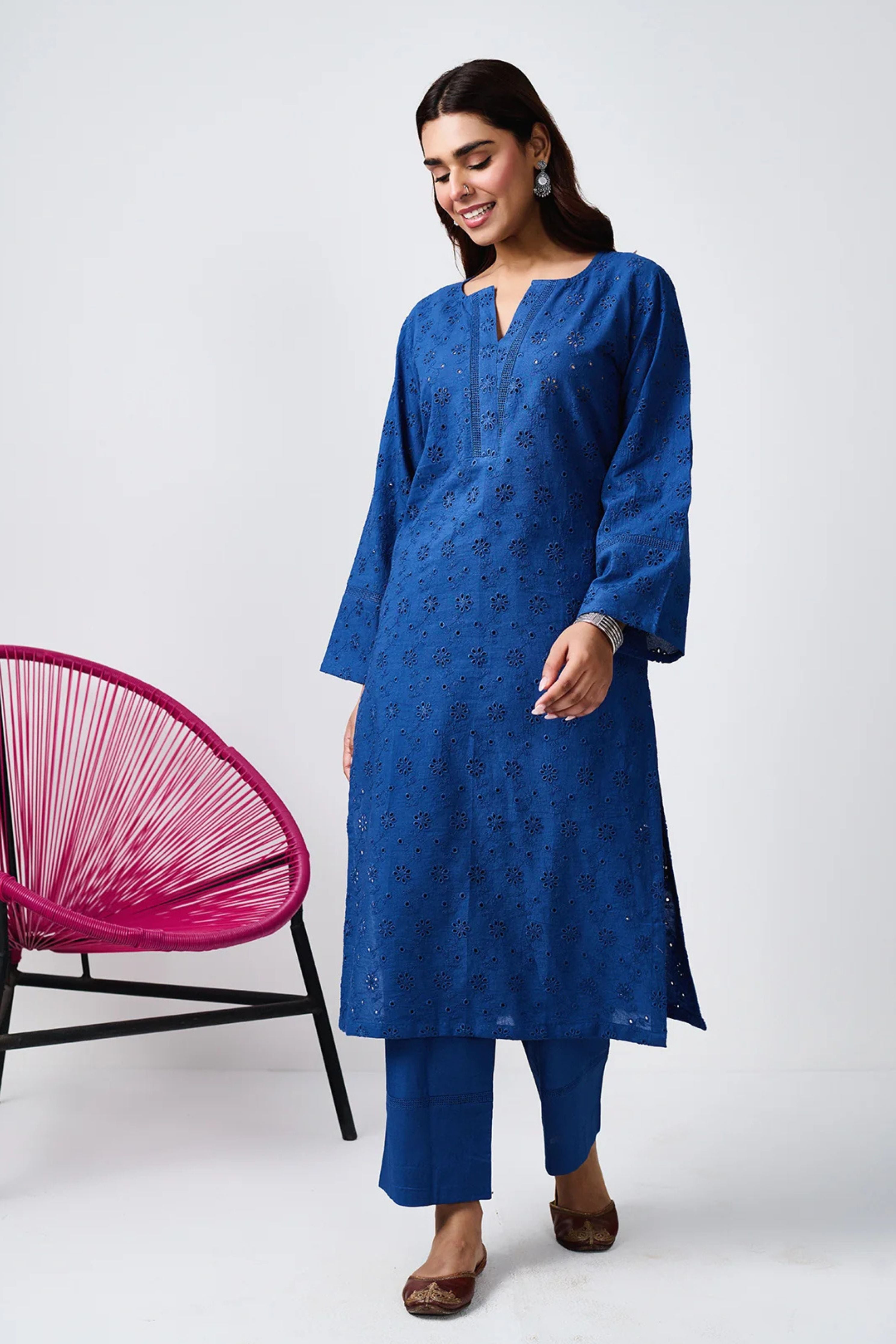 Noor Blue Shifli Kurta Set