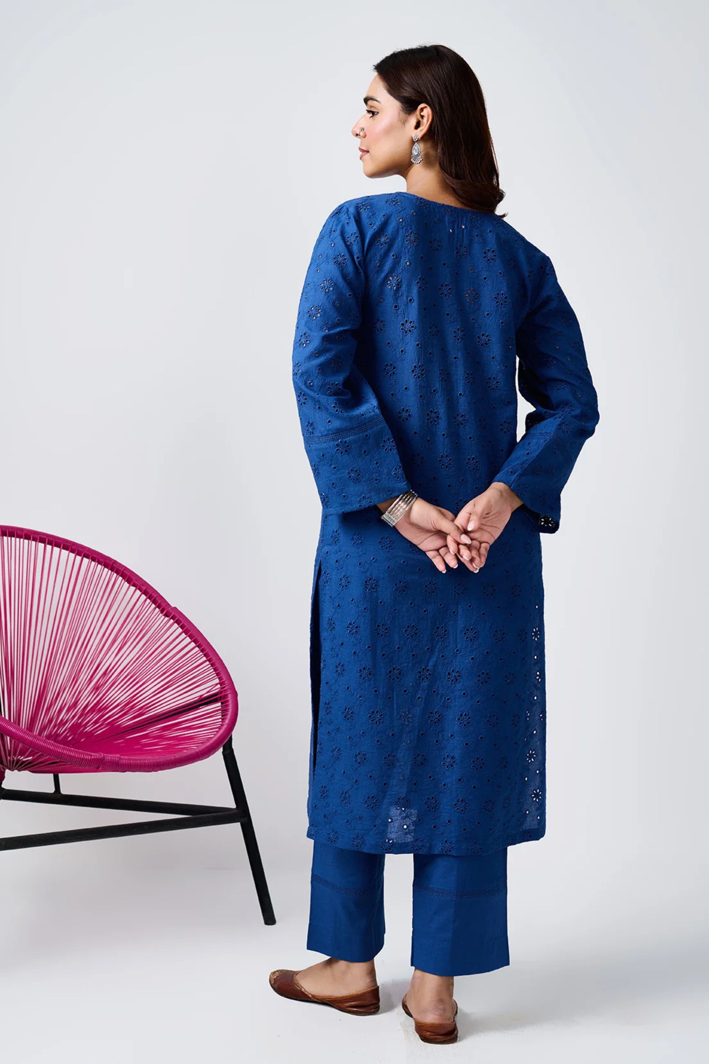 Noor Blue Shifli Kurta Set