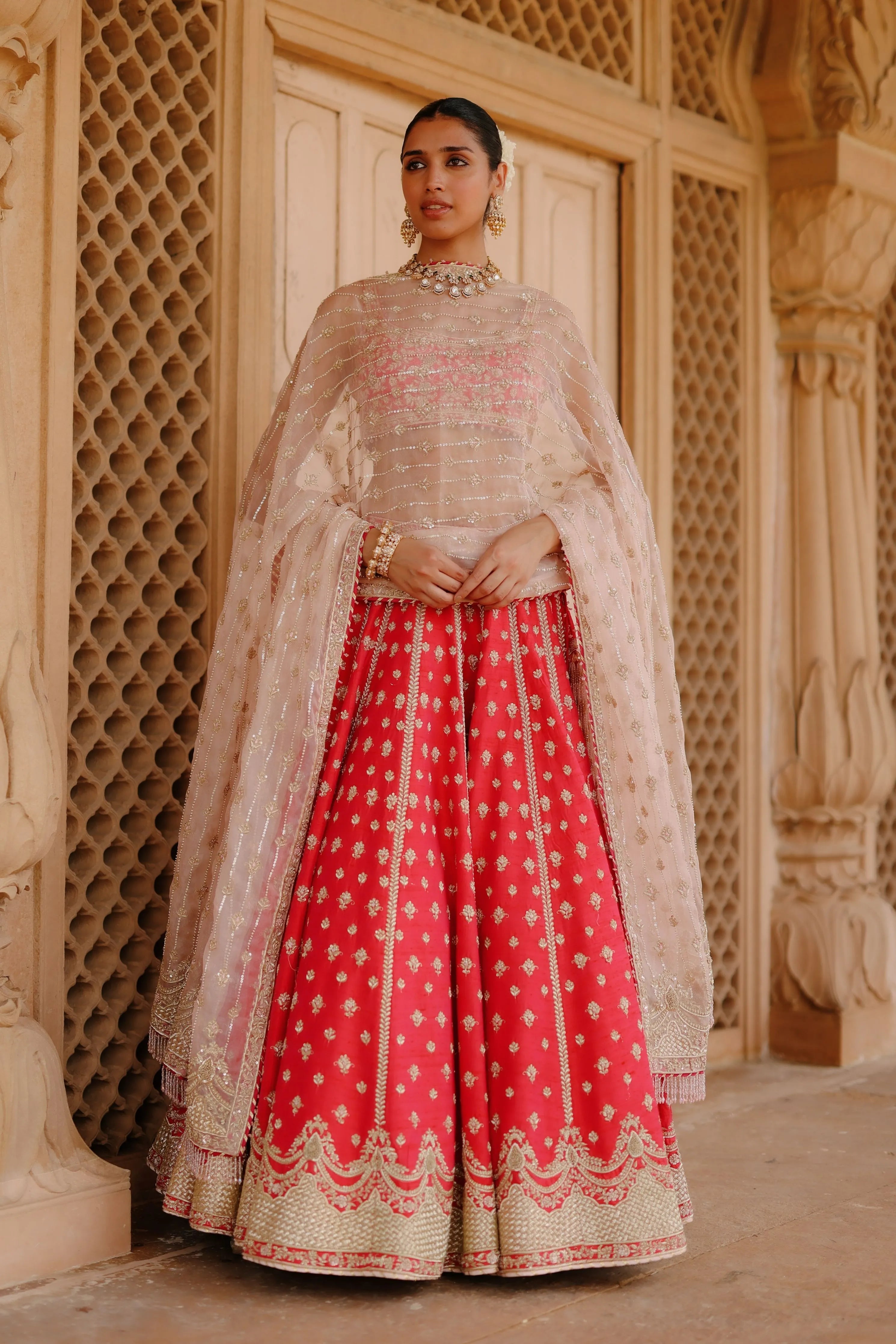 Noorbano Hot Pink Lehenga Set with Blouse & Dupatta