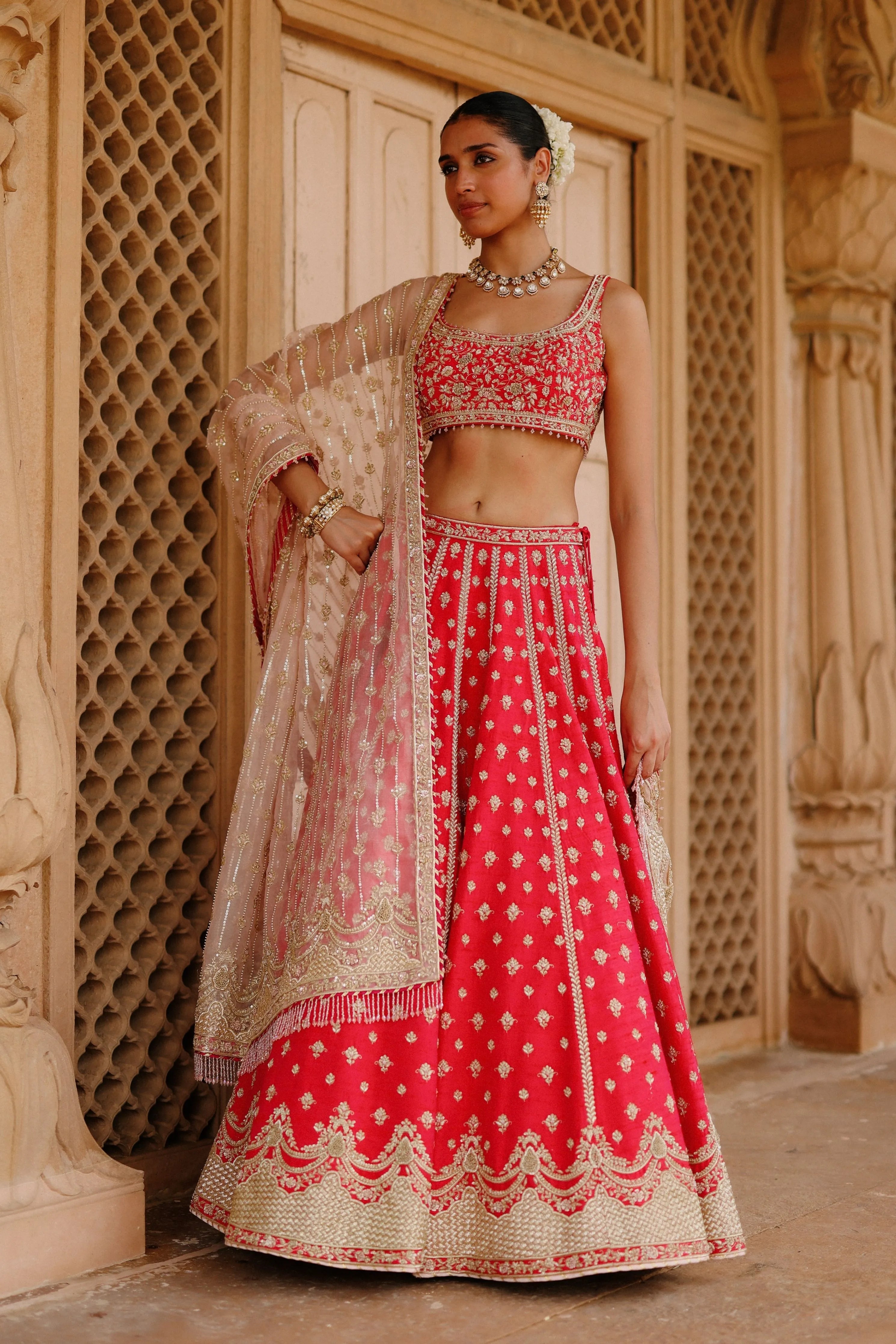 Noorbano Hot Pink Lehenga Set with Blouse & Dupatta