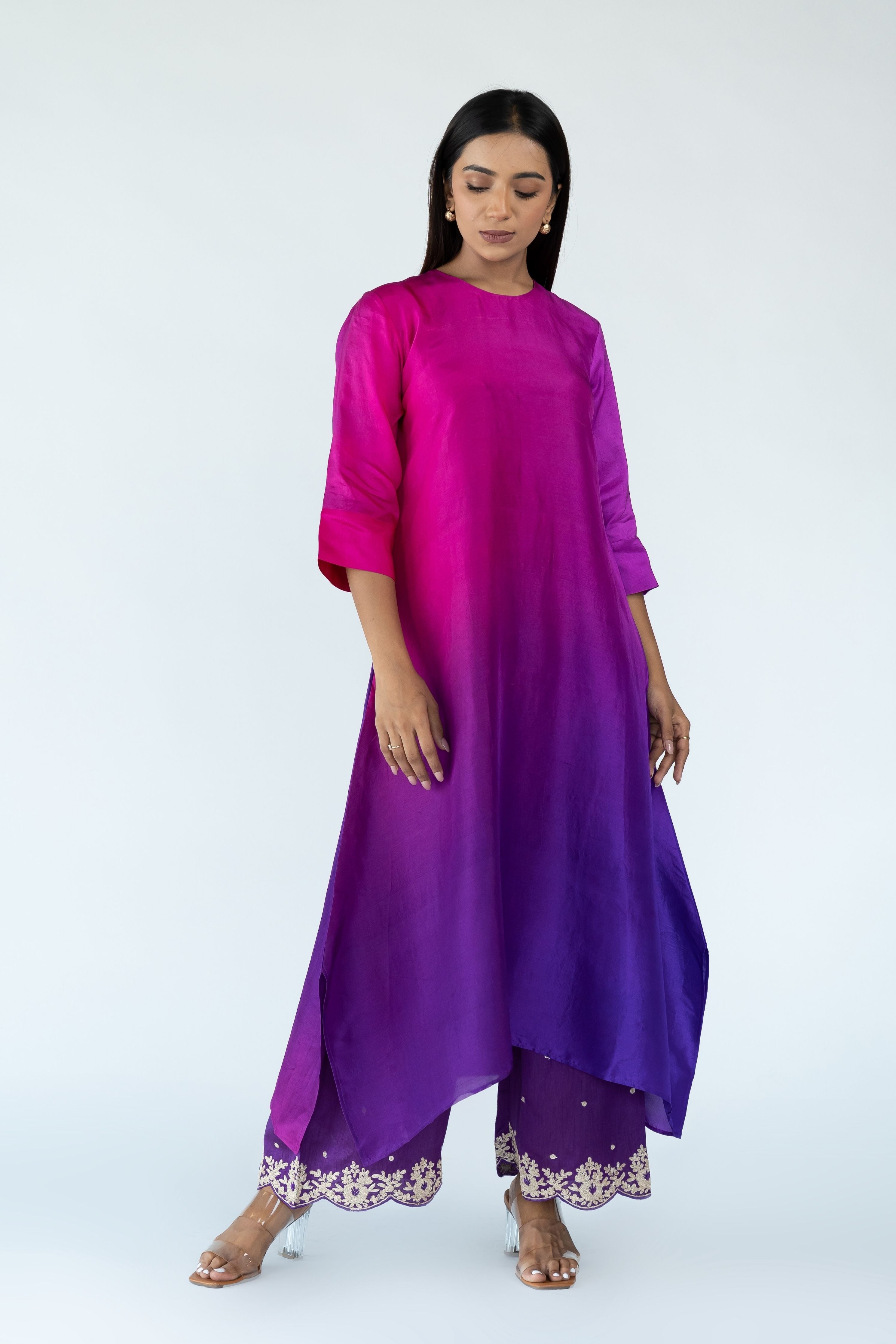 Brinjal Zari Kurta Set