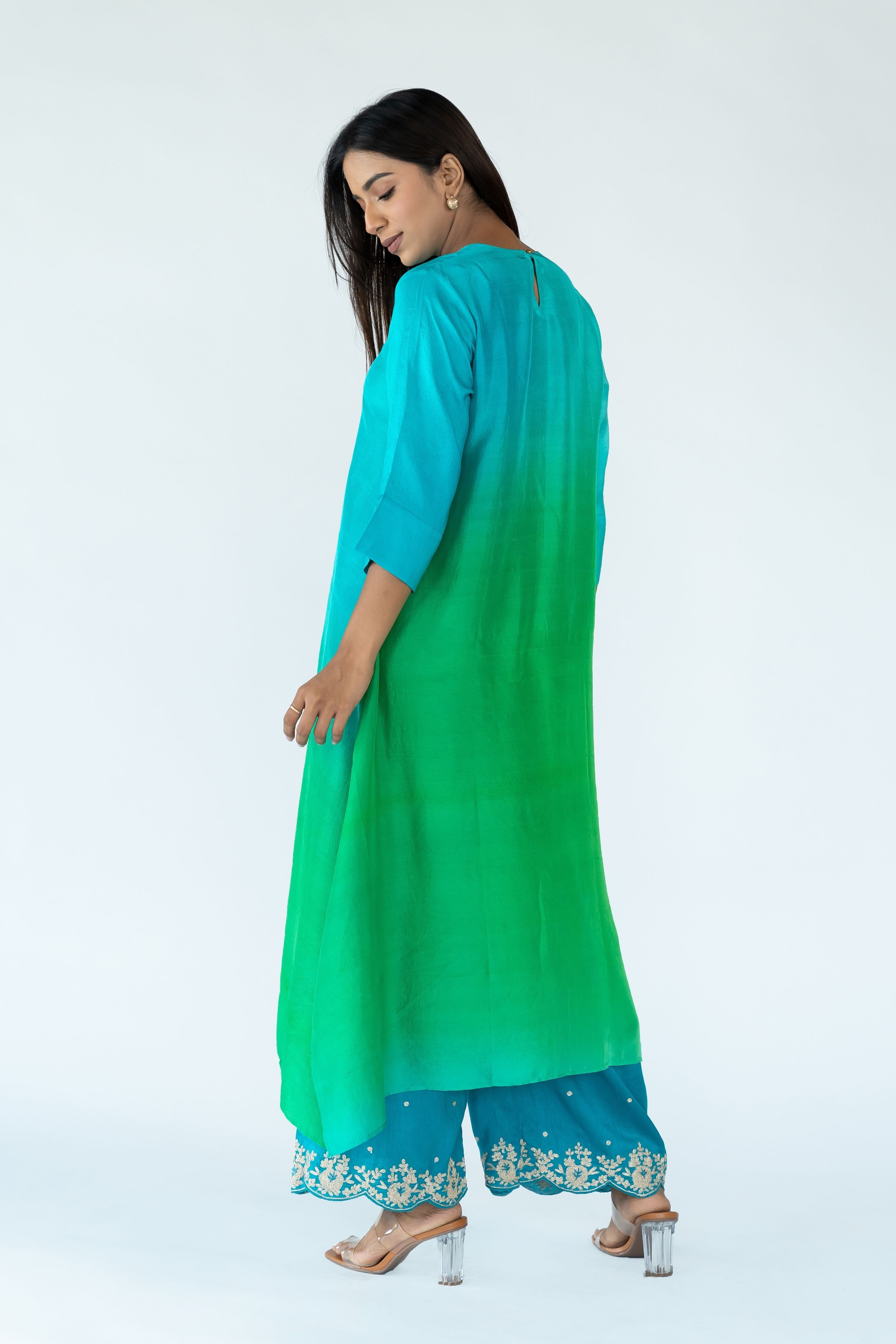Blue Peacock Zari Kurta Set