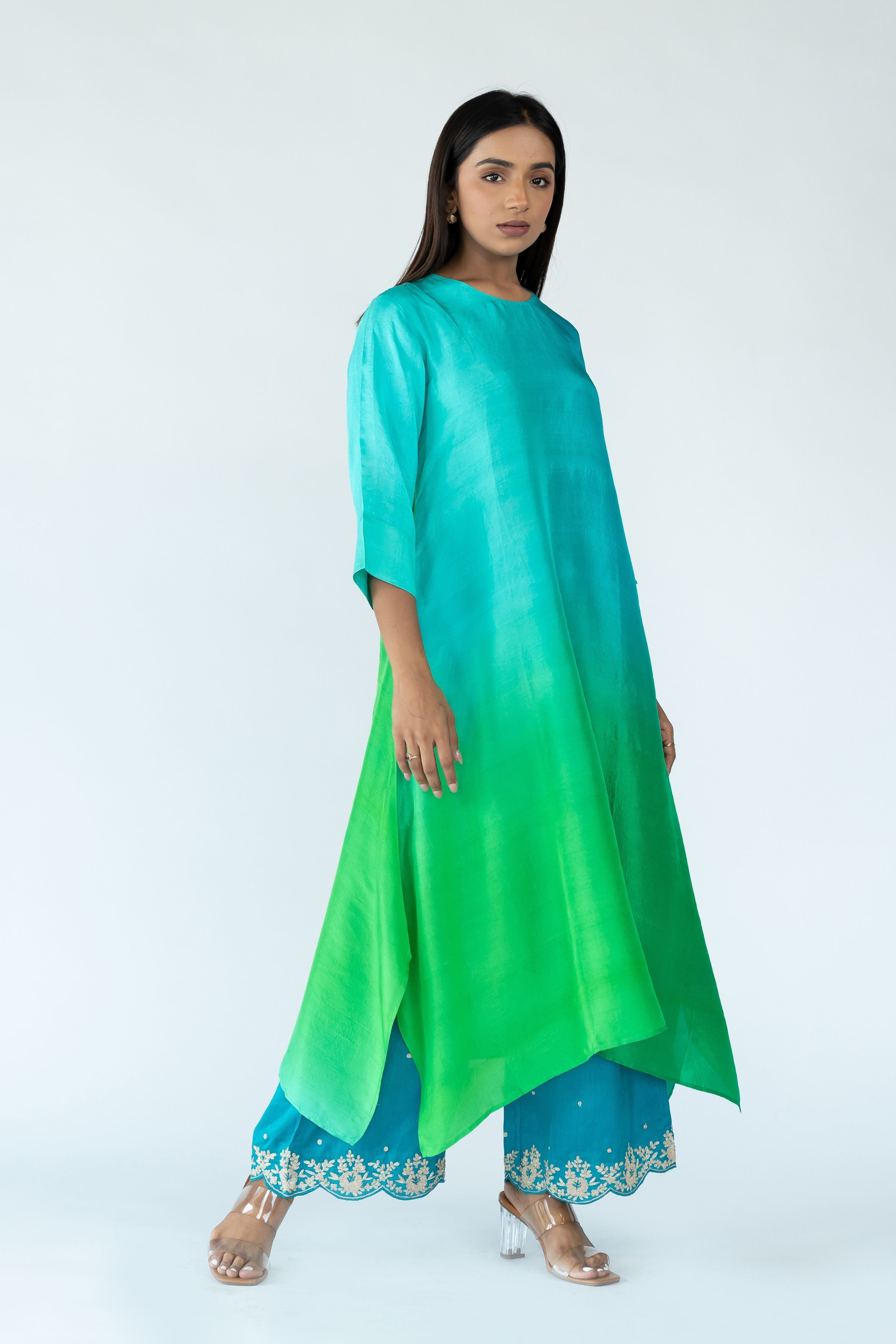 Blue Peacock Zari Kurta Set