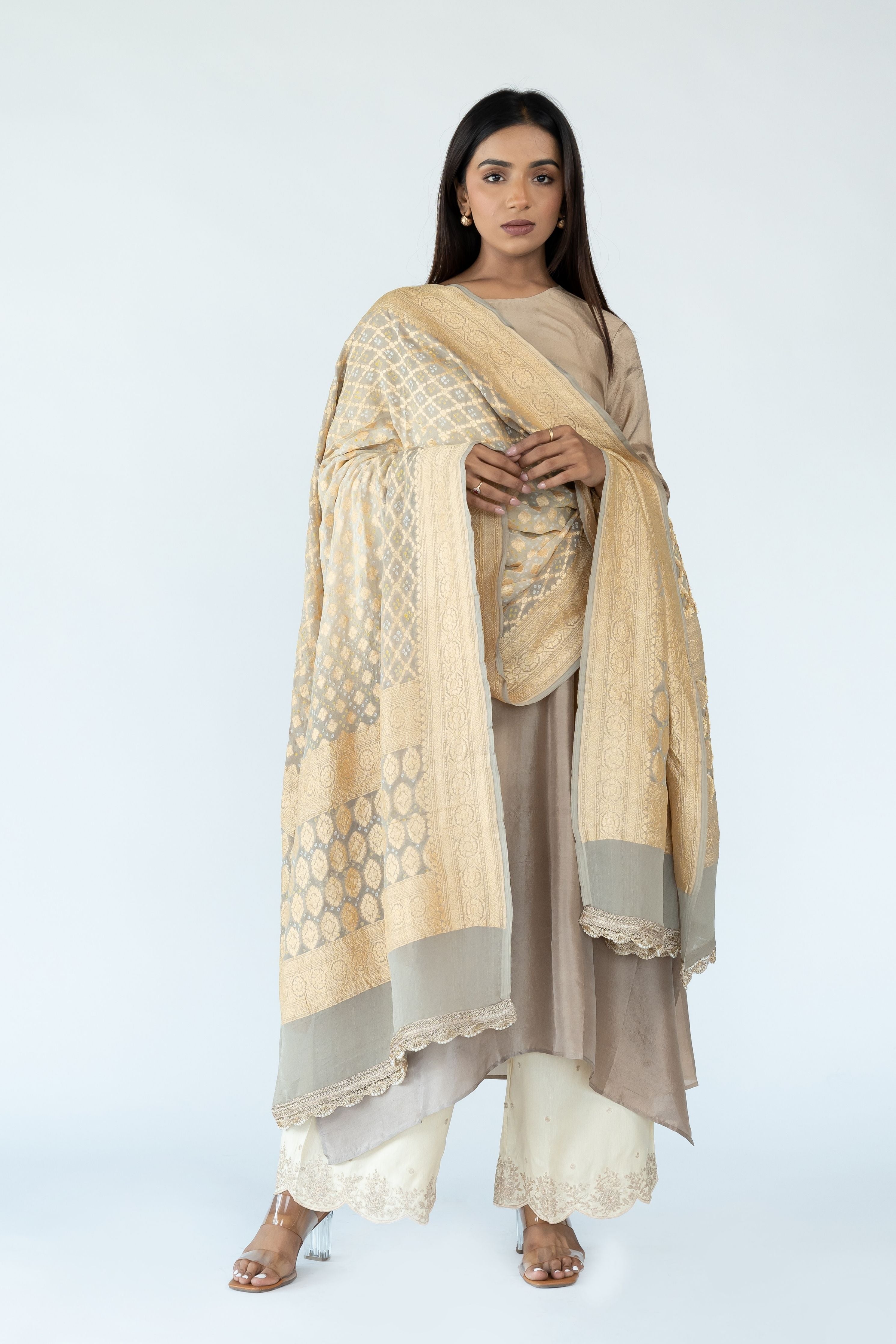 Dark Ivory Zari Kurta Set