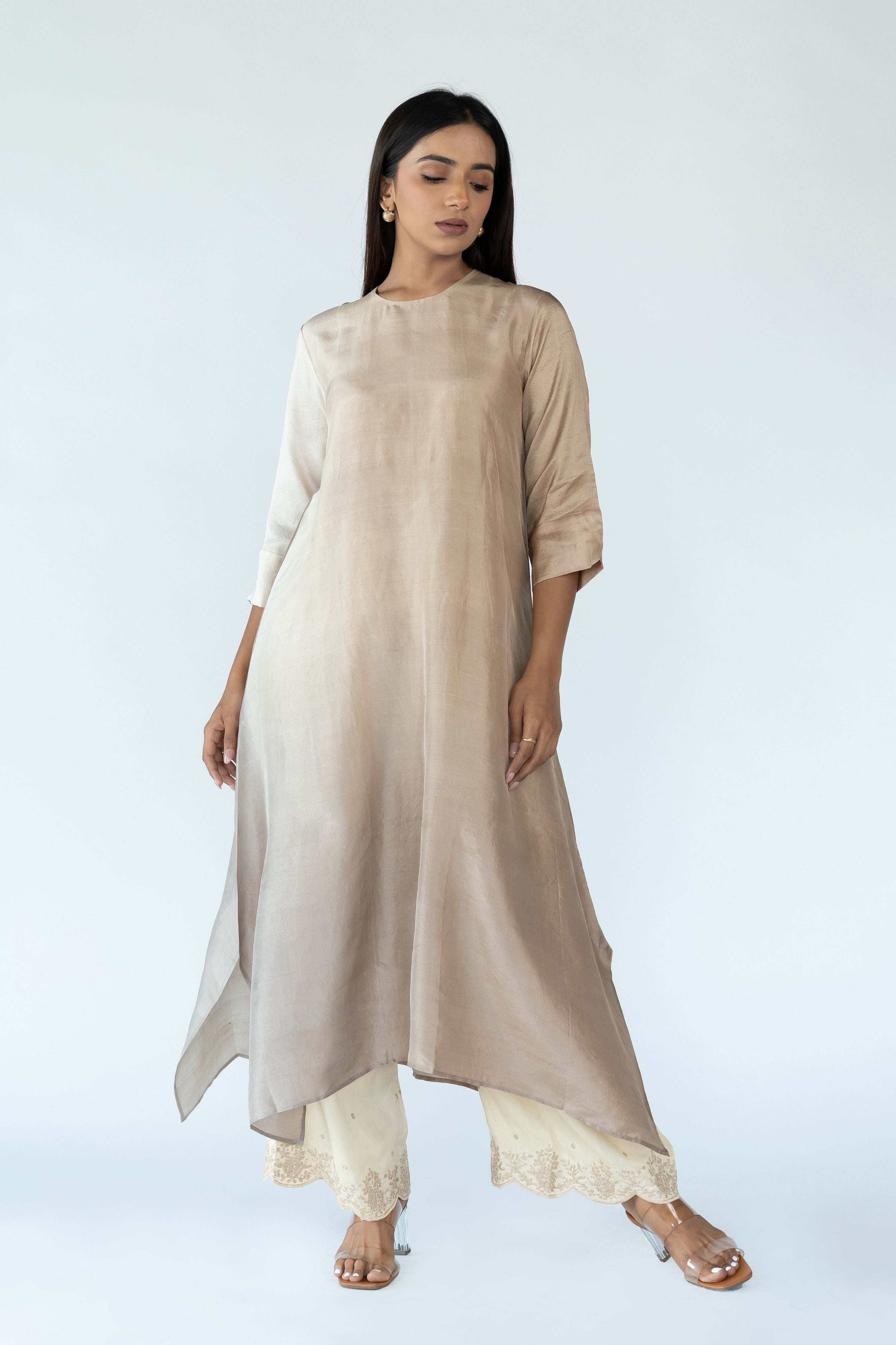 Dark Ivory Zari Kurta Set