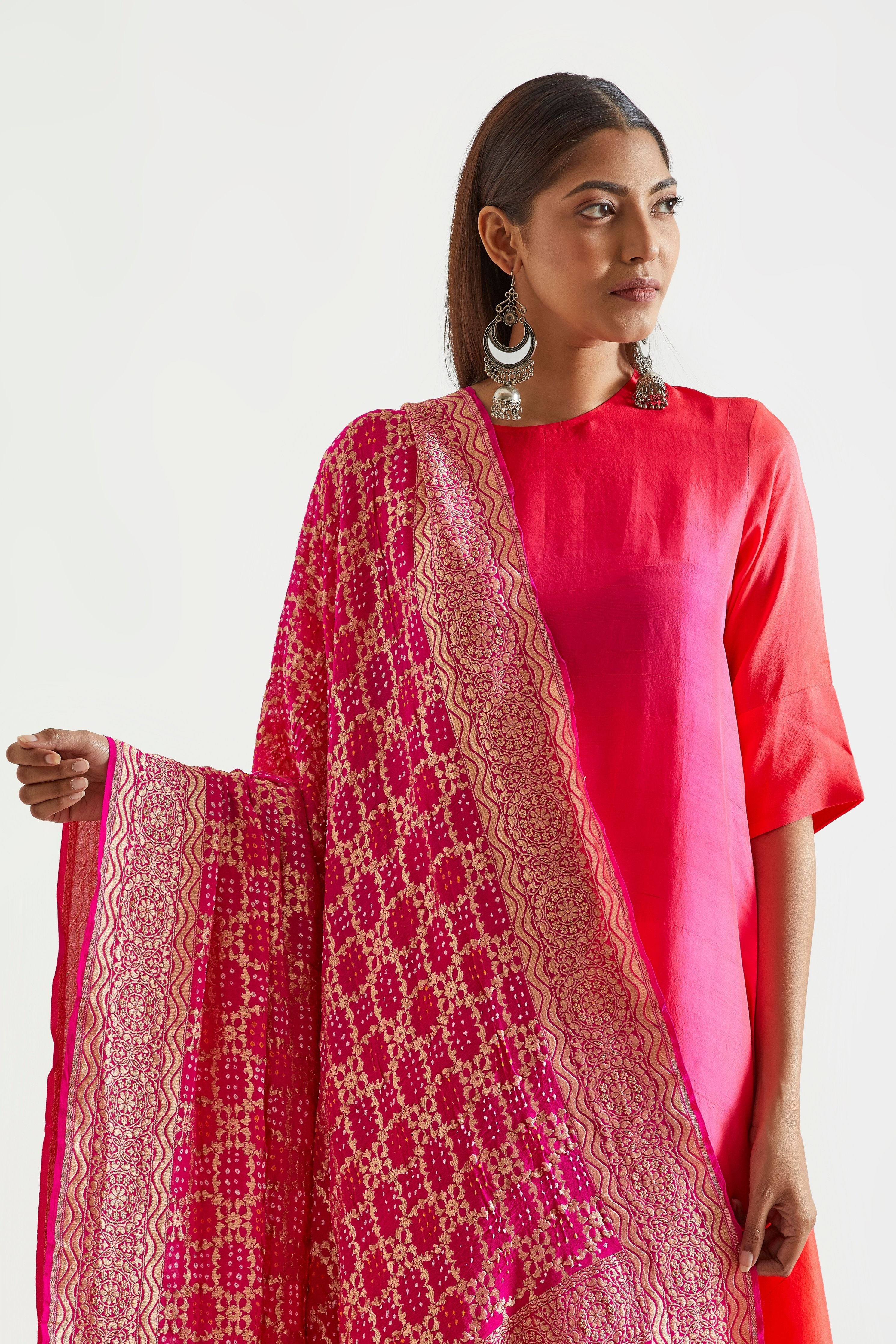 Fuschia Red Zari Kurta Set