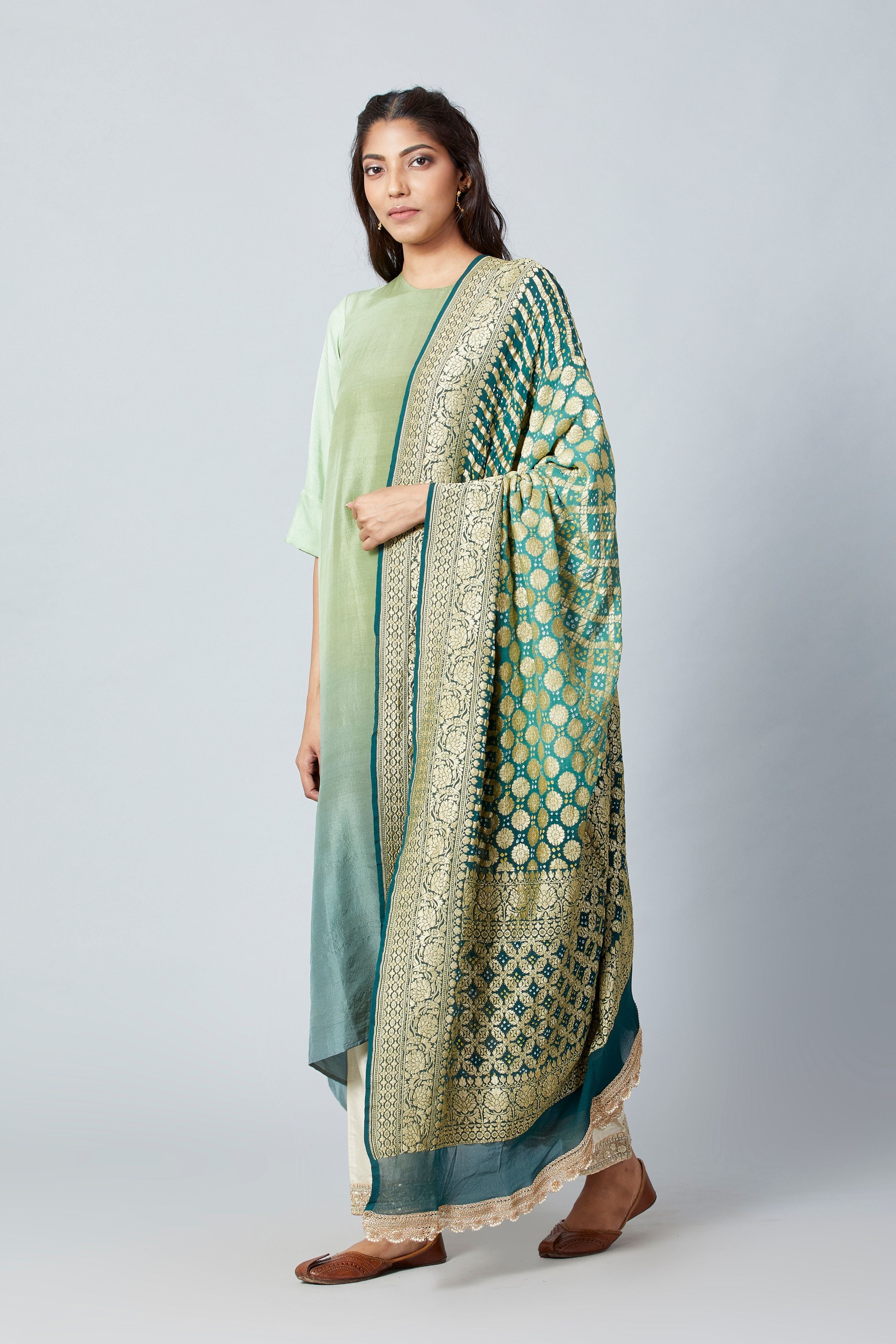 Pista Green Zari Kurta Set