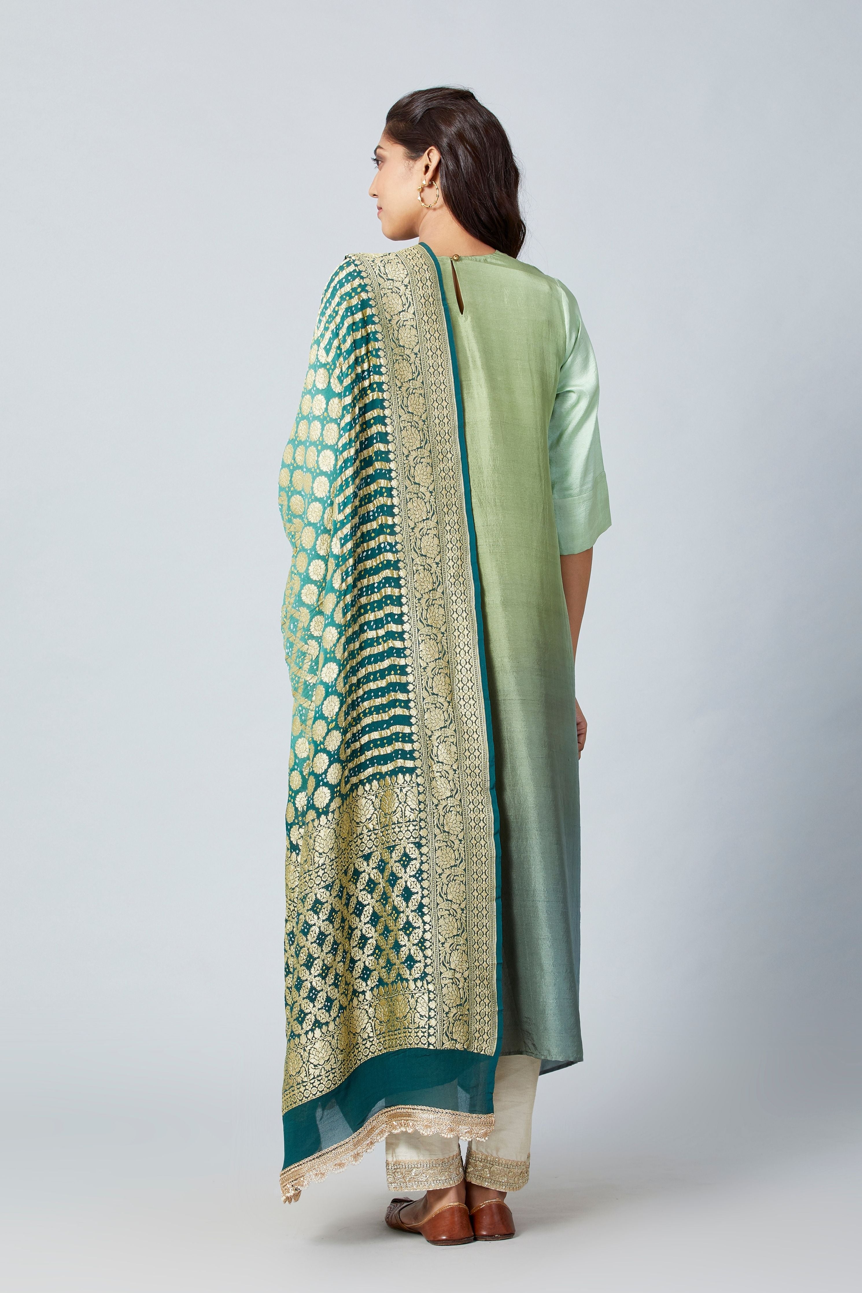 Pista Green Zari Kurta Set