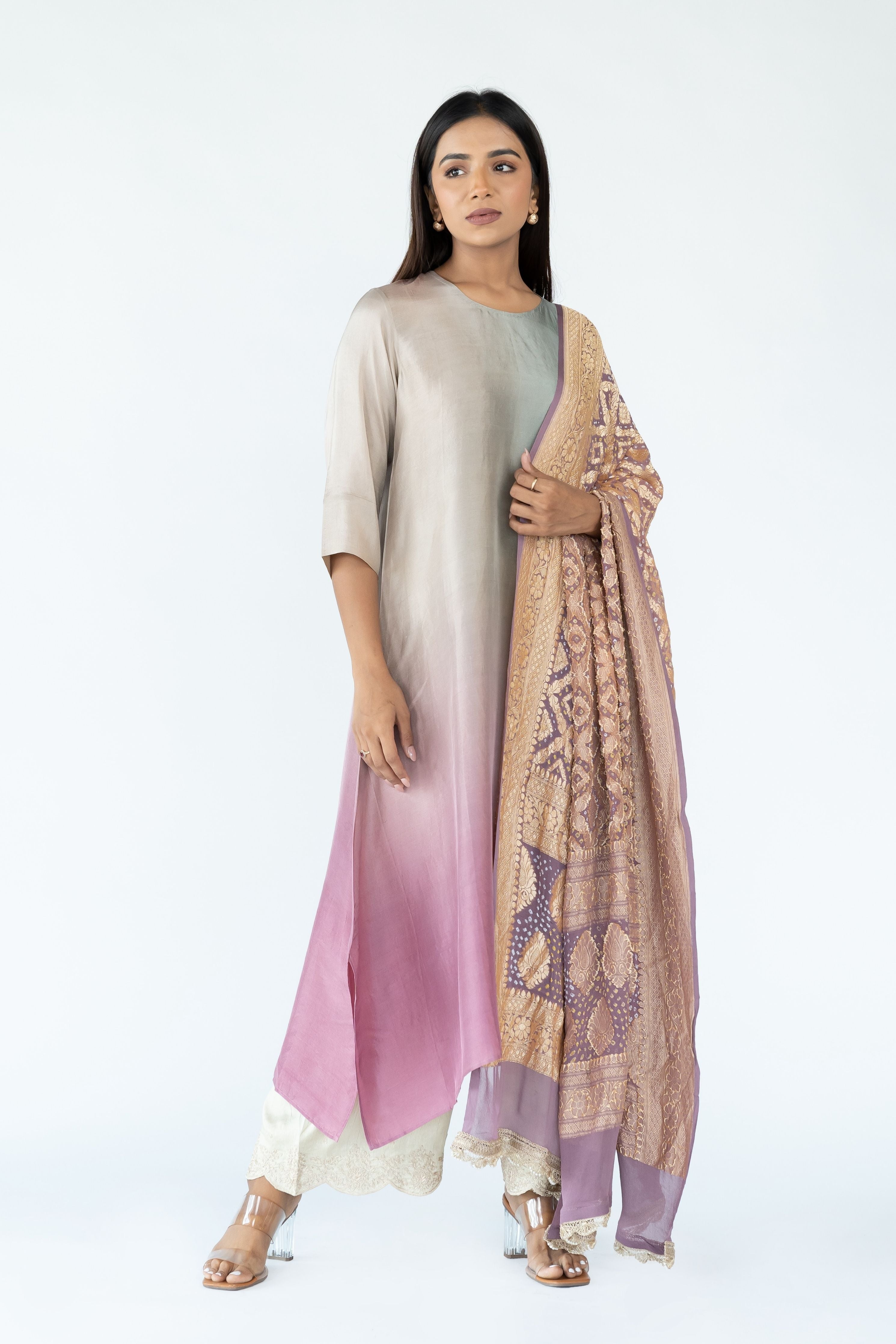 Sage Green Zari Kurta Set