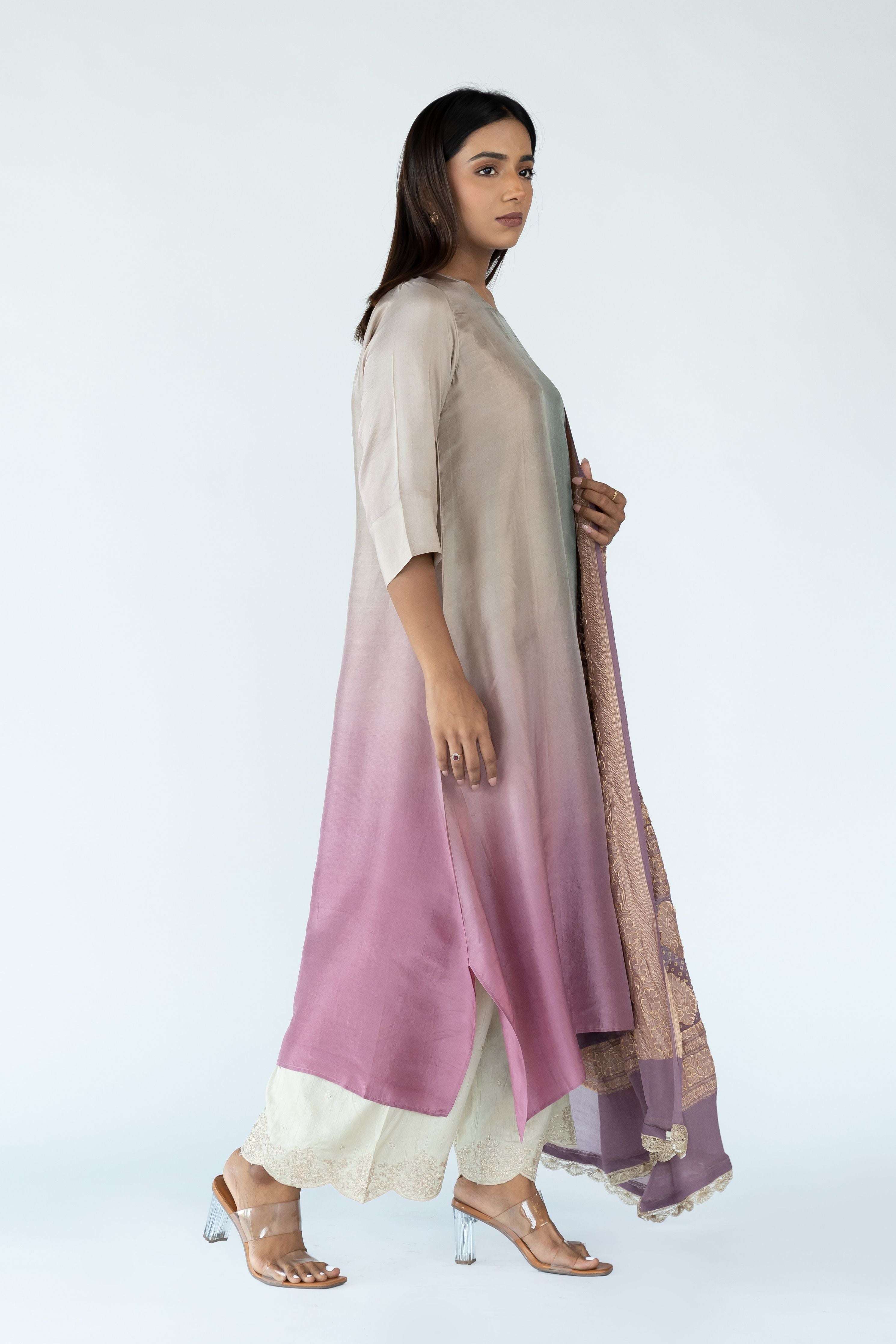 Sage Green Zari Kurta Set