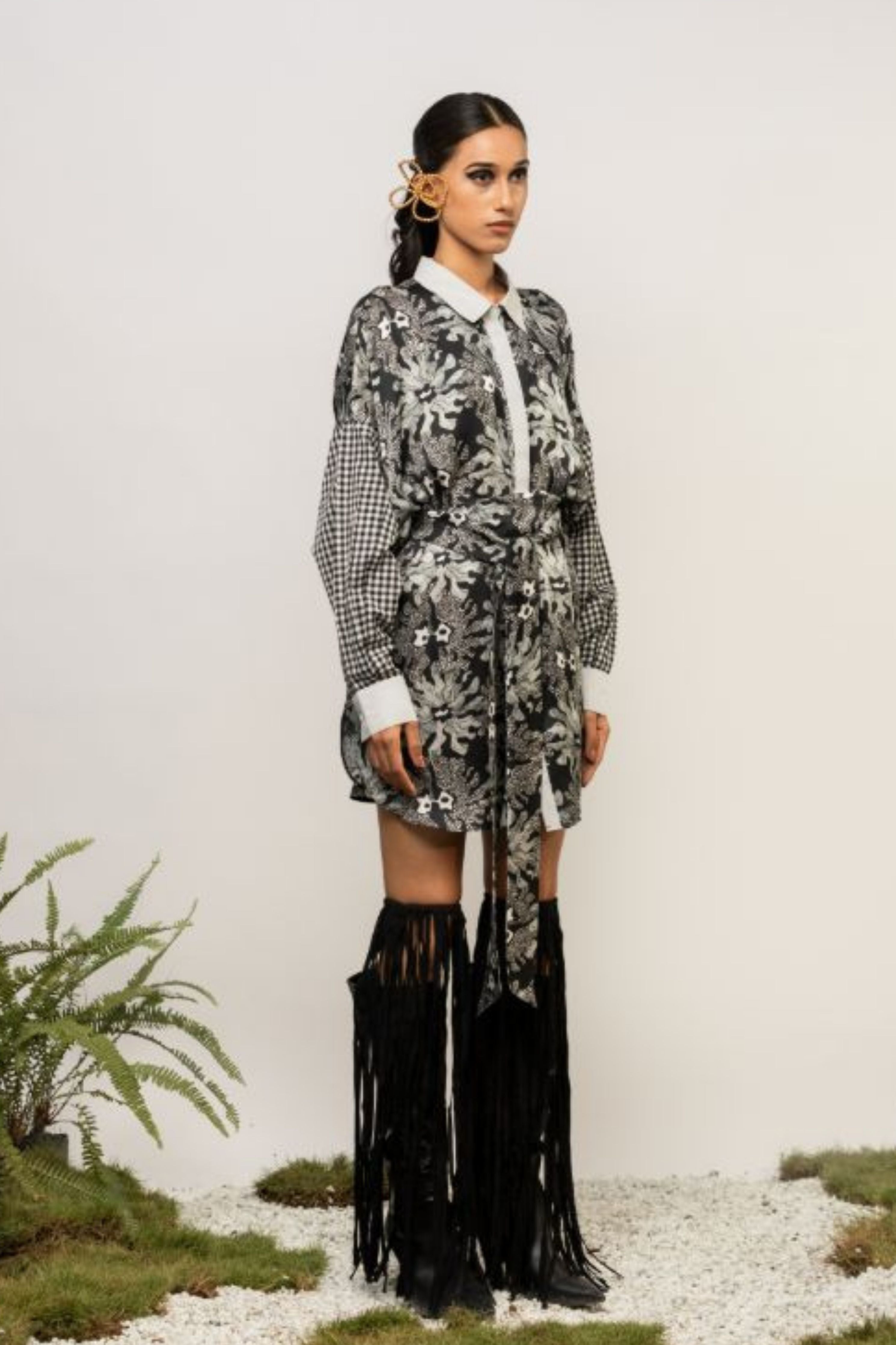 Oasis Shirt Dress With Check Sleeves