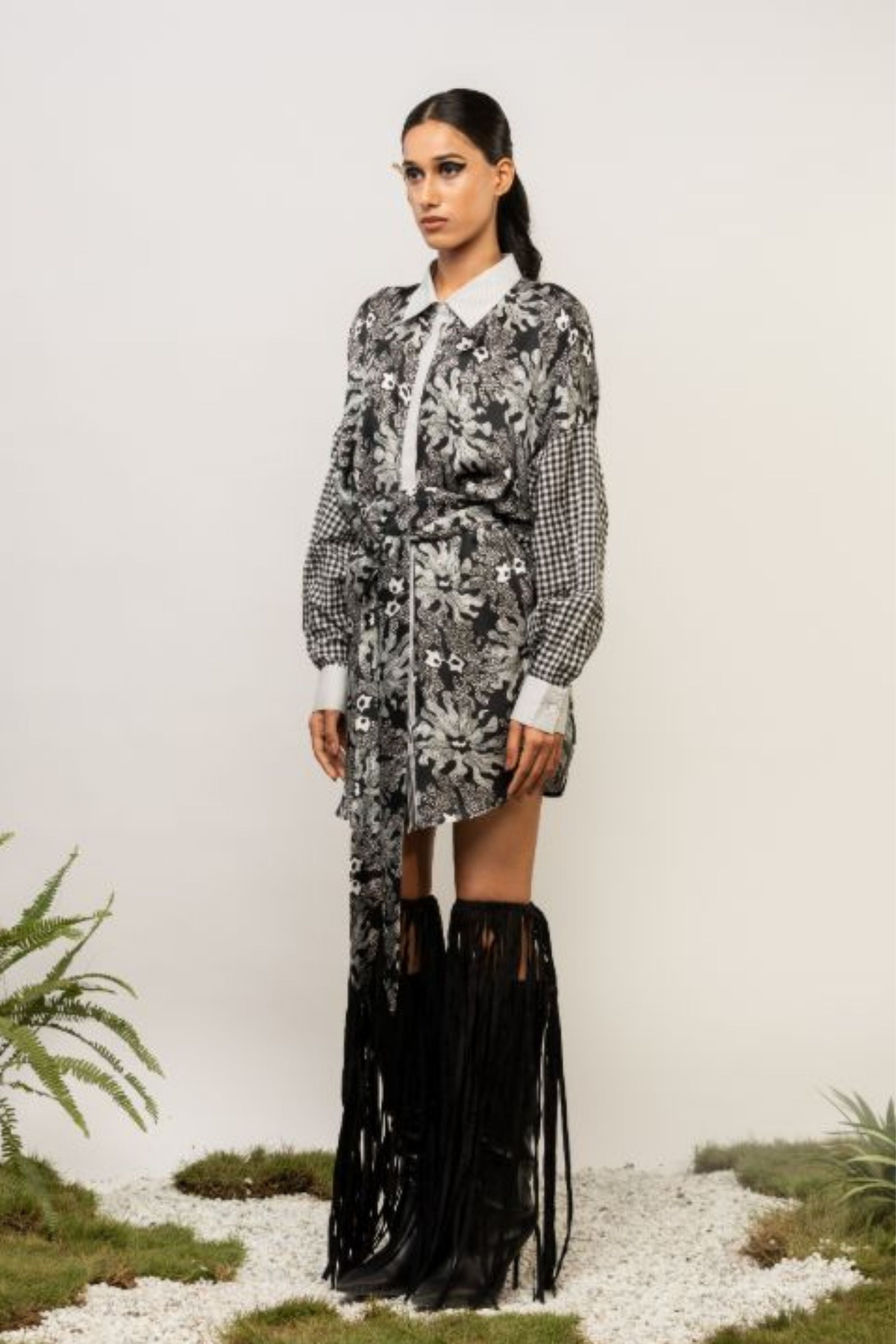 Oasis Shirt Dress With Check Sleeves
