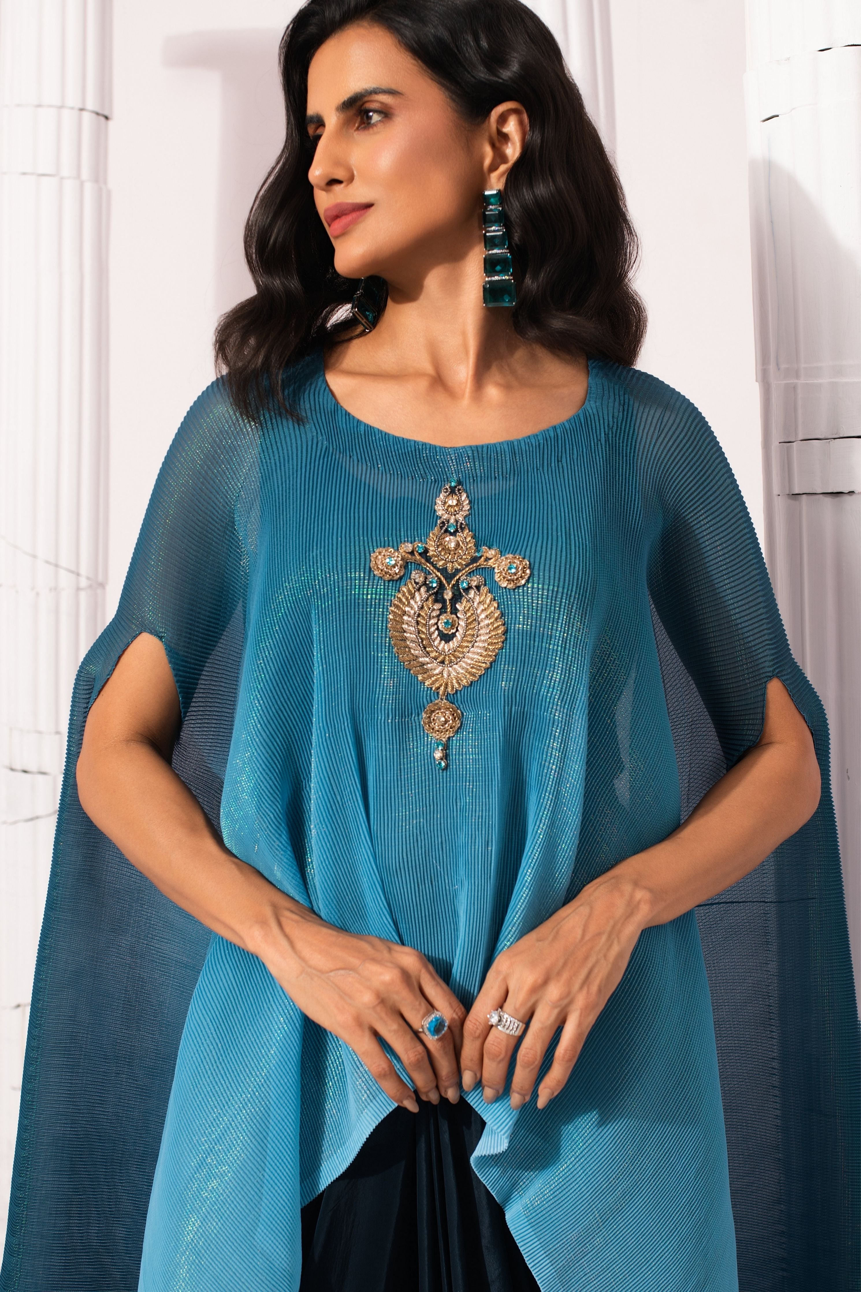 Ombre Ocean Blue Kaftan & Dhoti Set