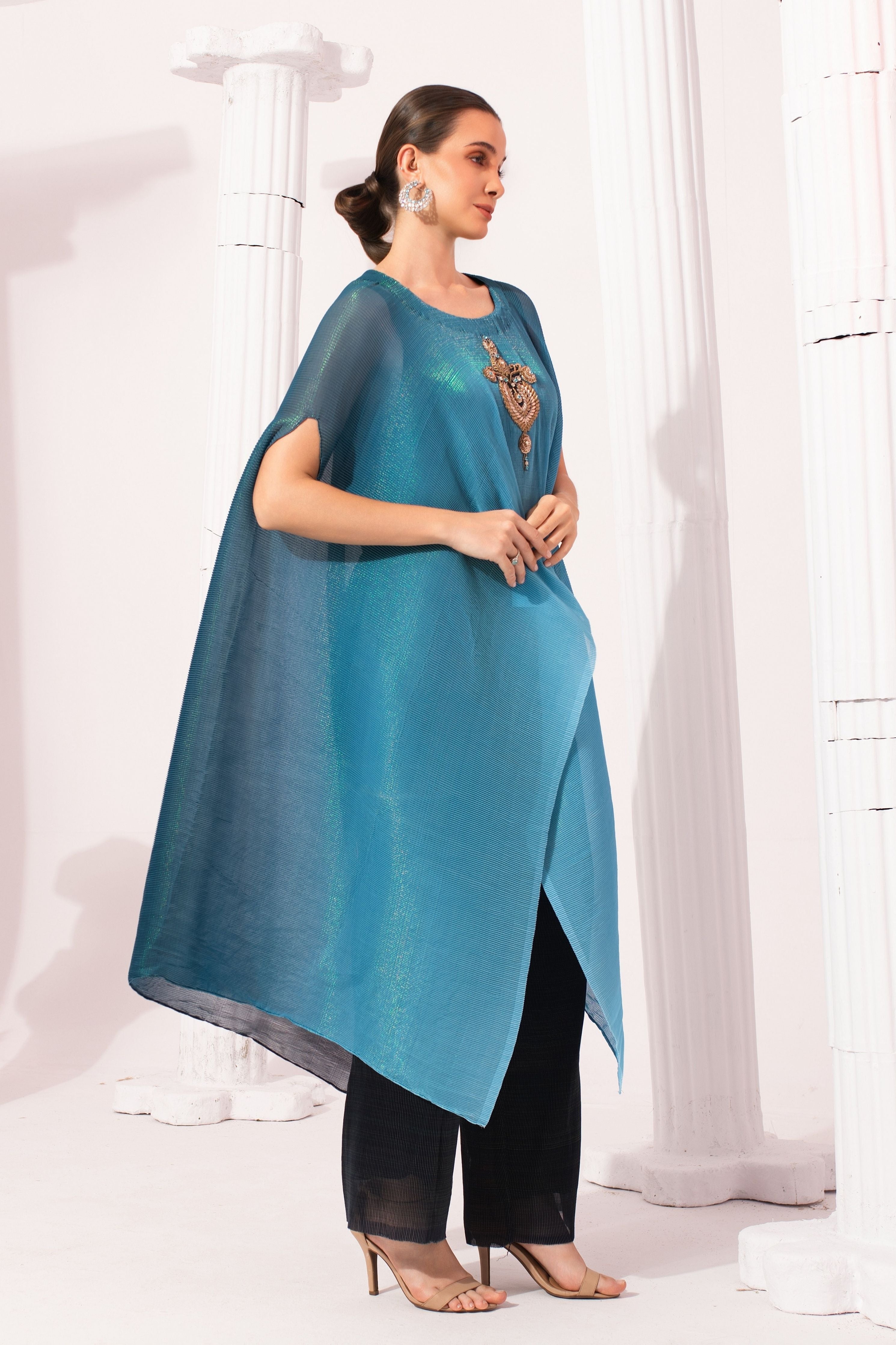 Ombre Ocean Blue Kaftan & Pant Set