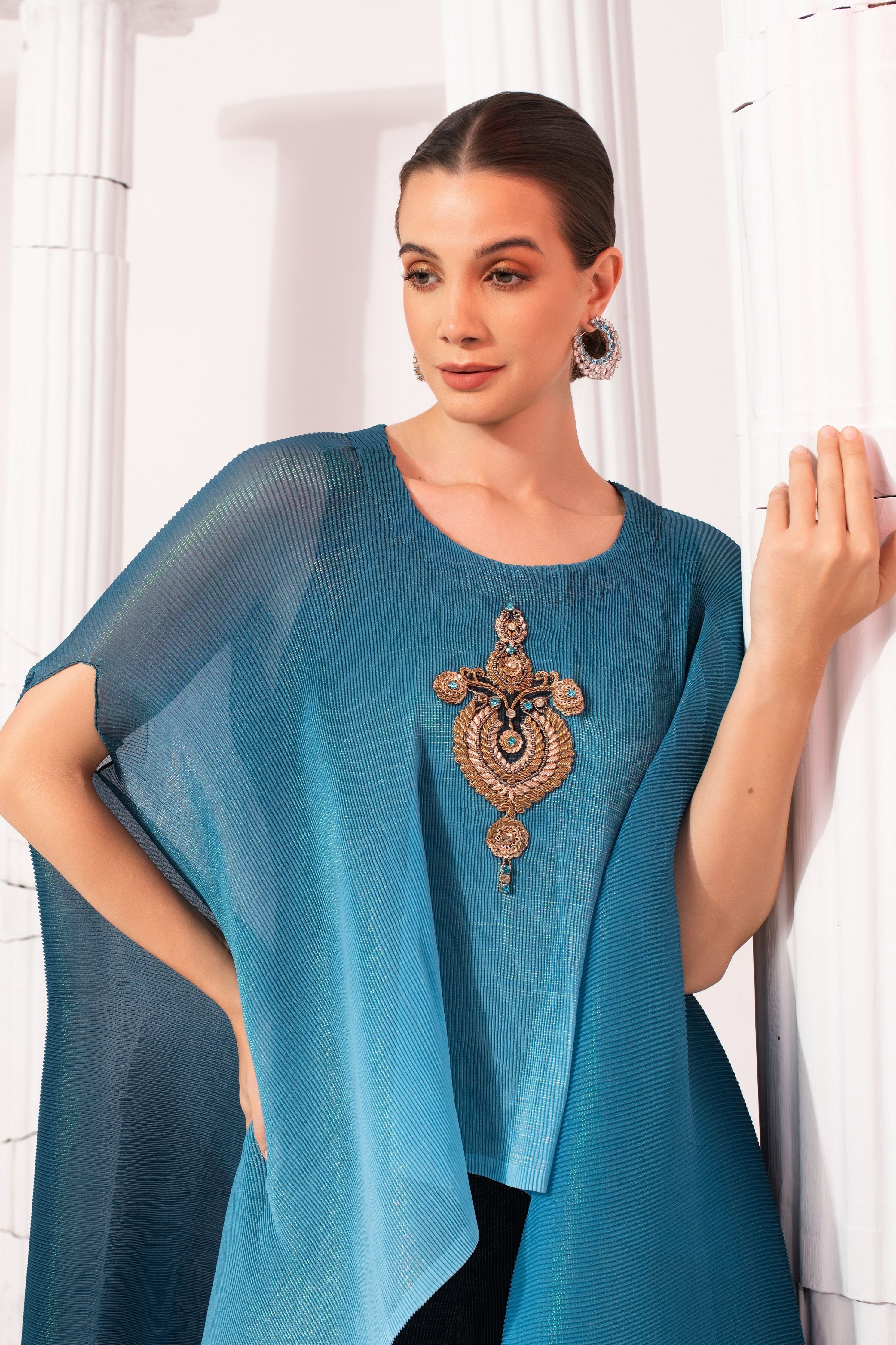 Ombre Ocean Blue Kaftan & Pant Set