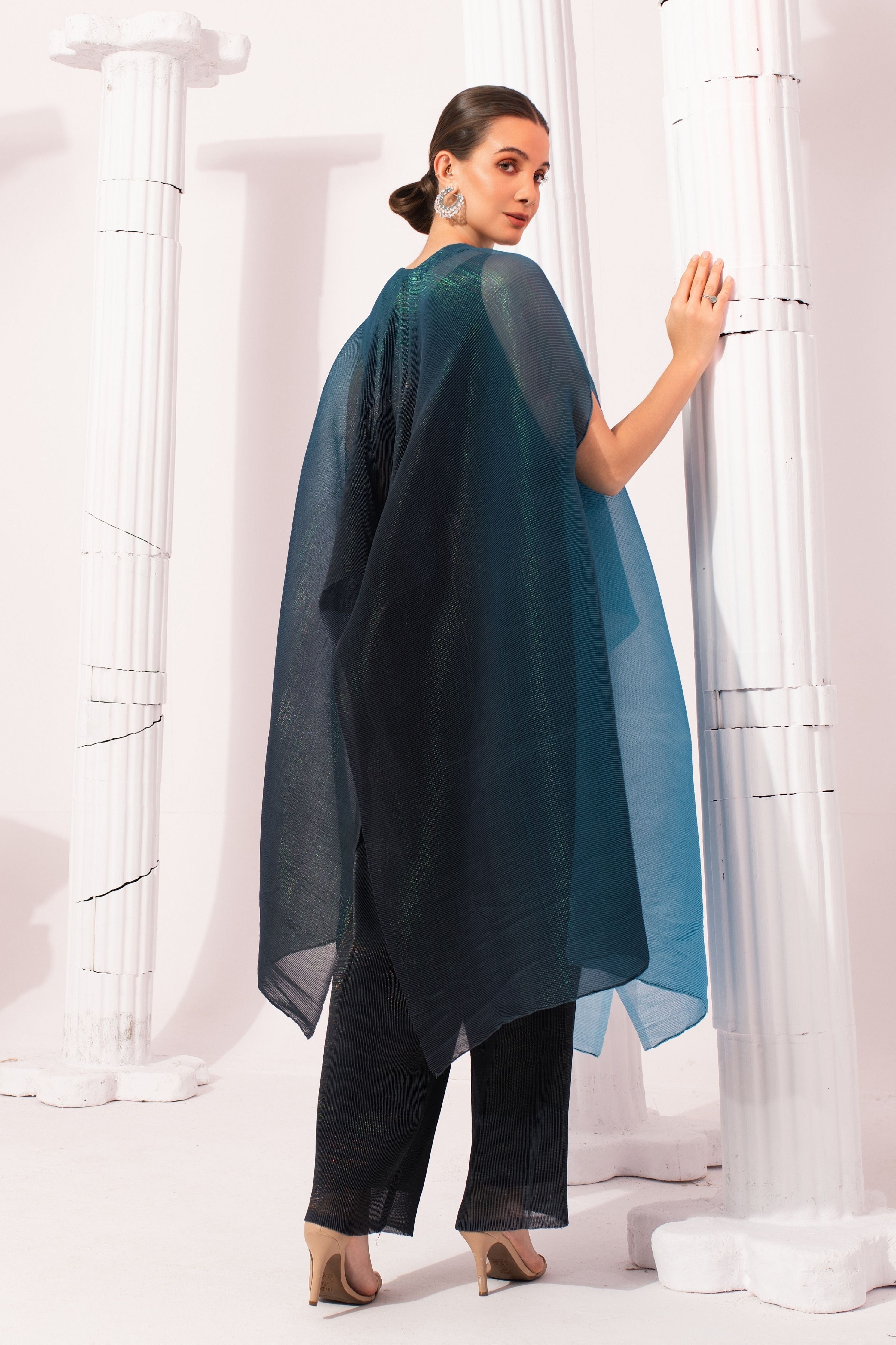 Ombre Ocean Blue Kaftan & Pant Set