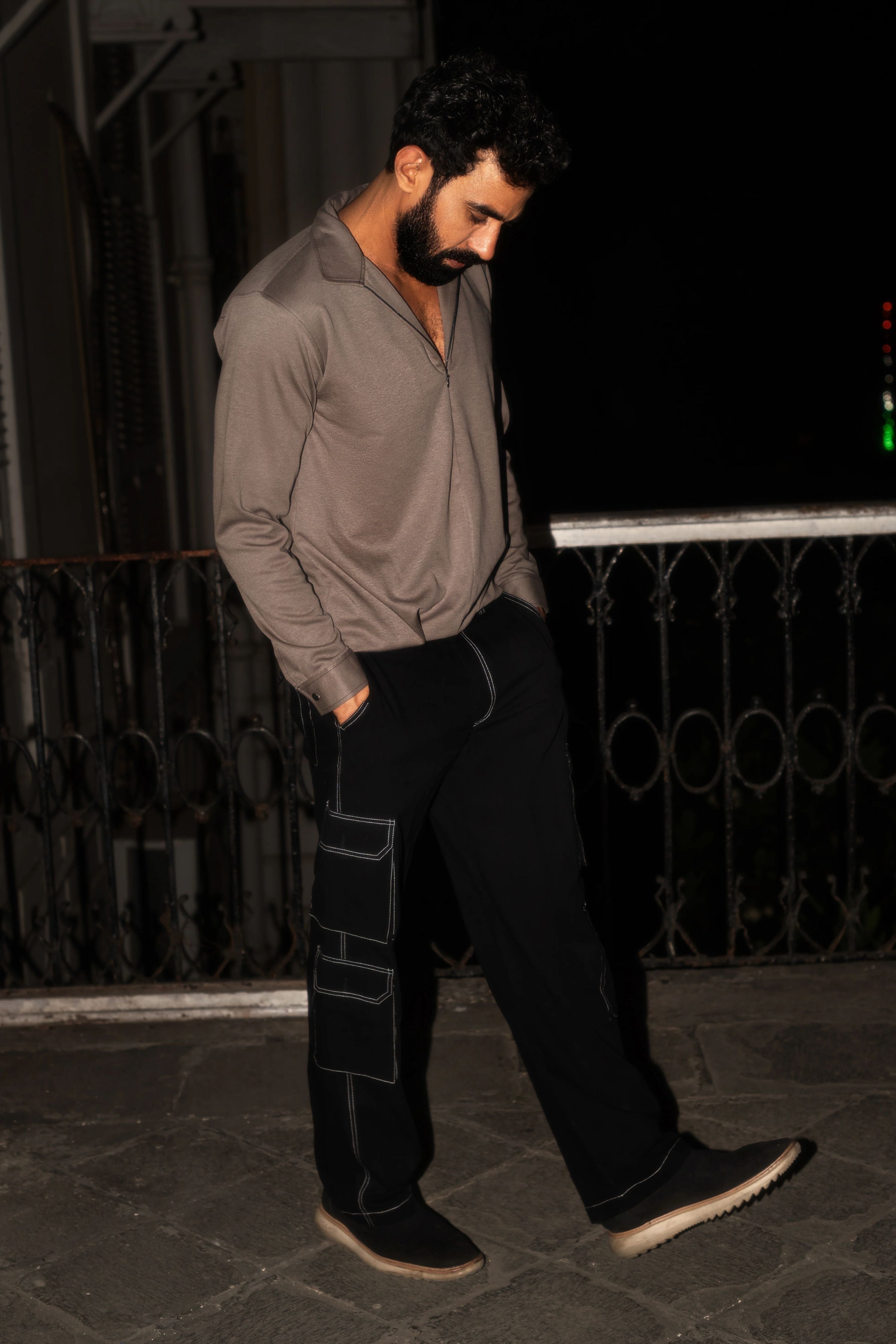 Pleated Zip T-Shirt