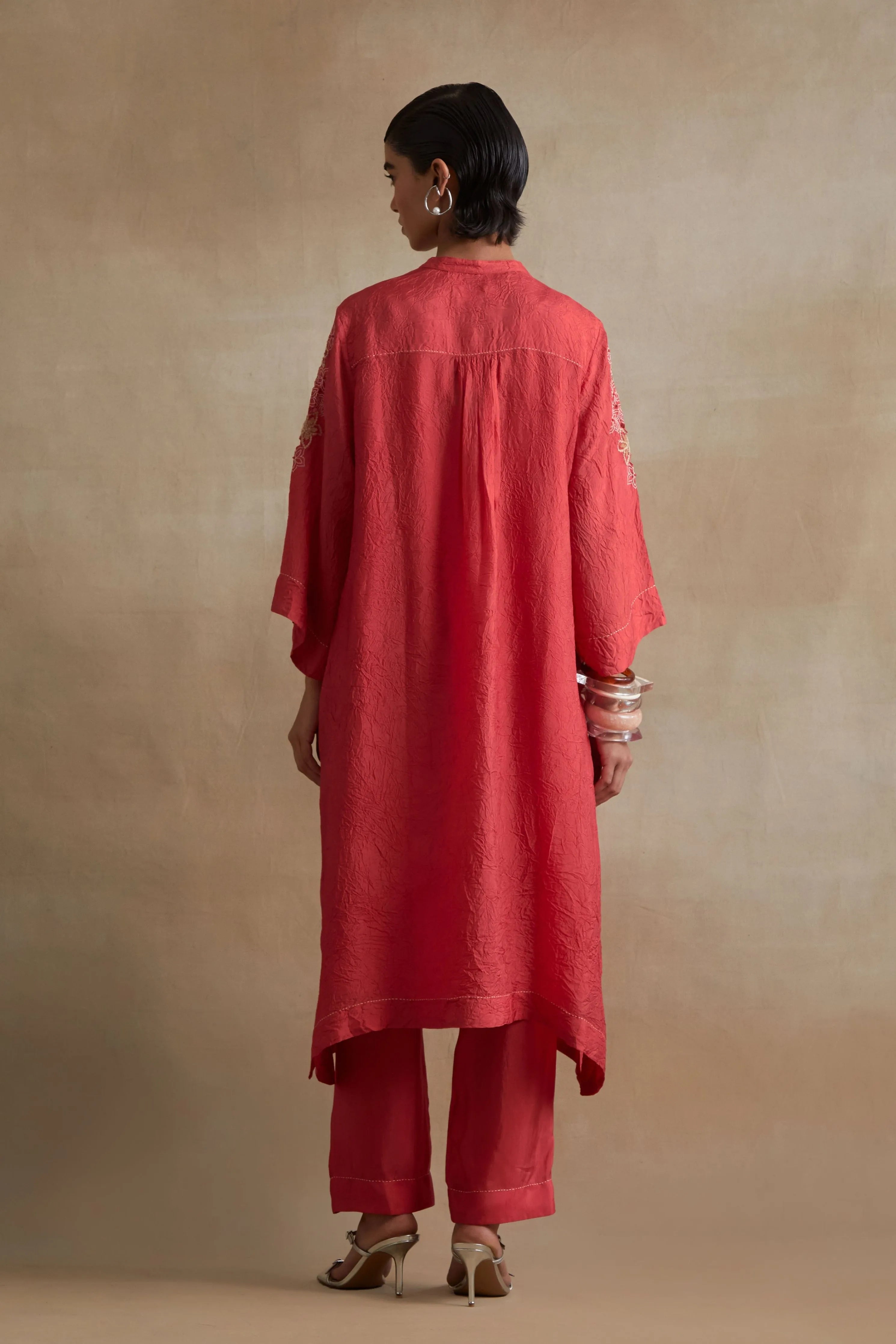 Tomato Cutwork Tunic Set
