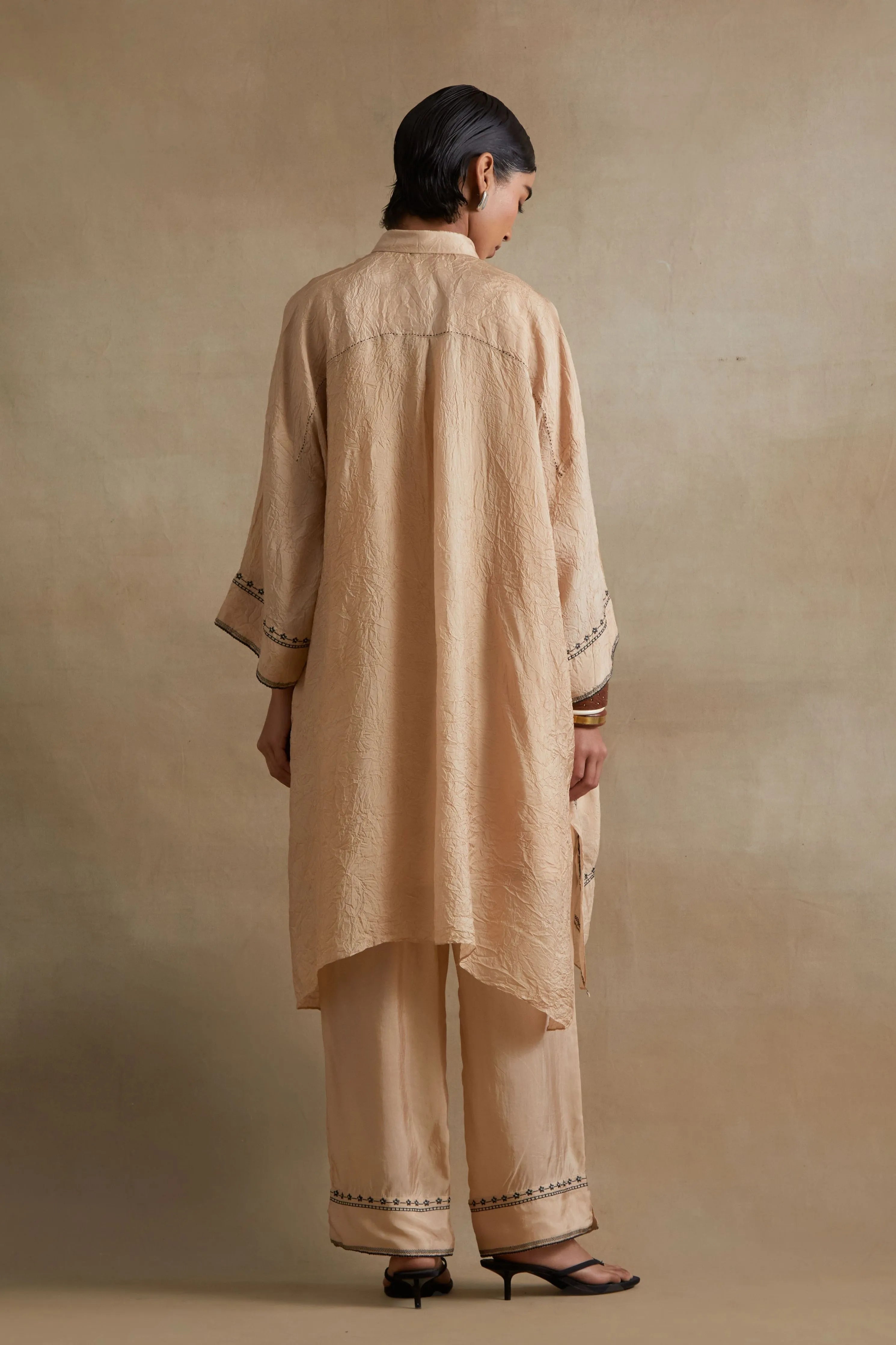 Clay Stylized Embroidered Kaftan Set