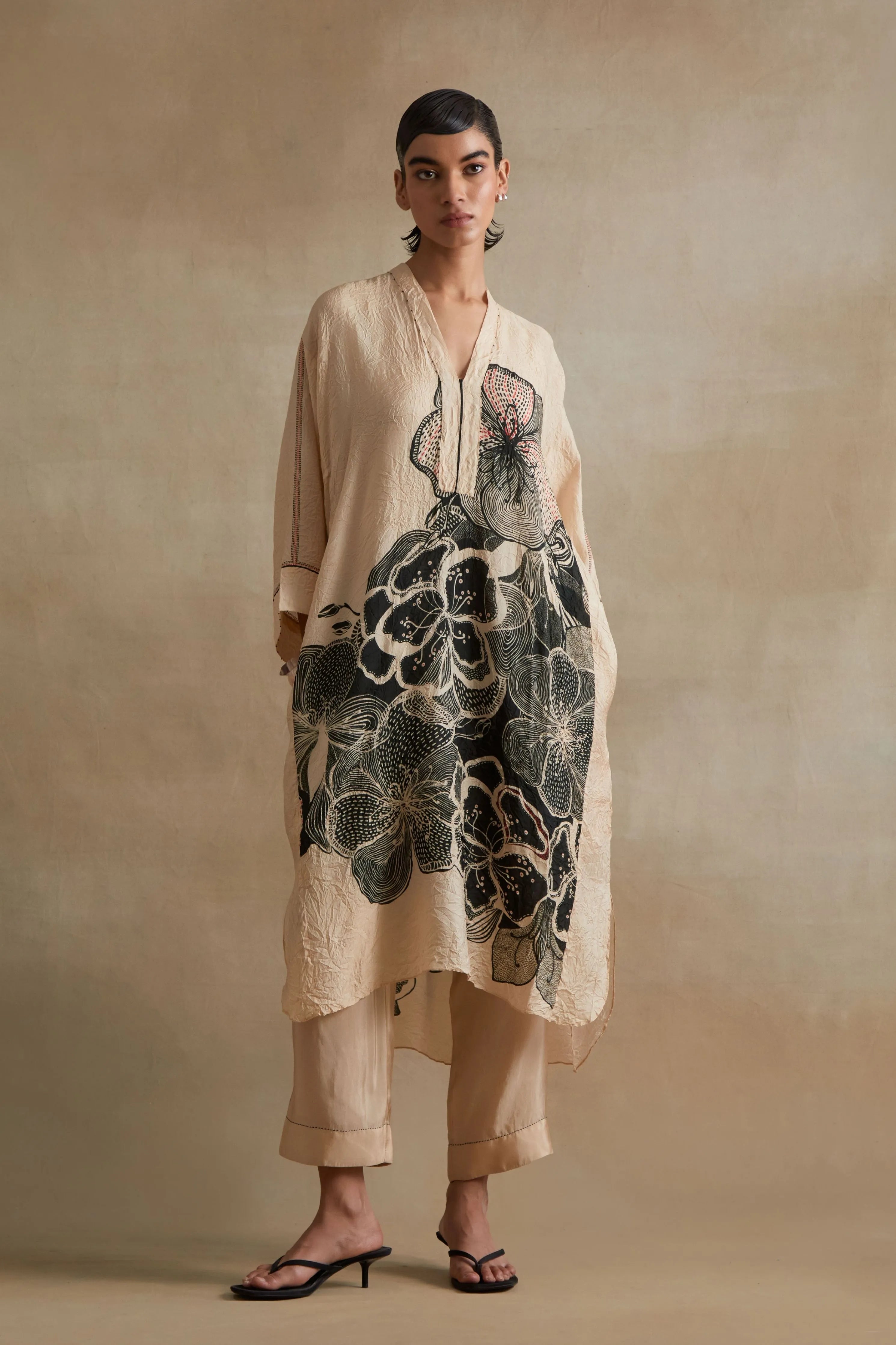 Clay Embroidered Floral Kurta Set