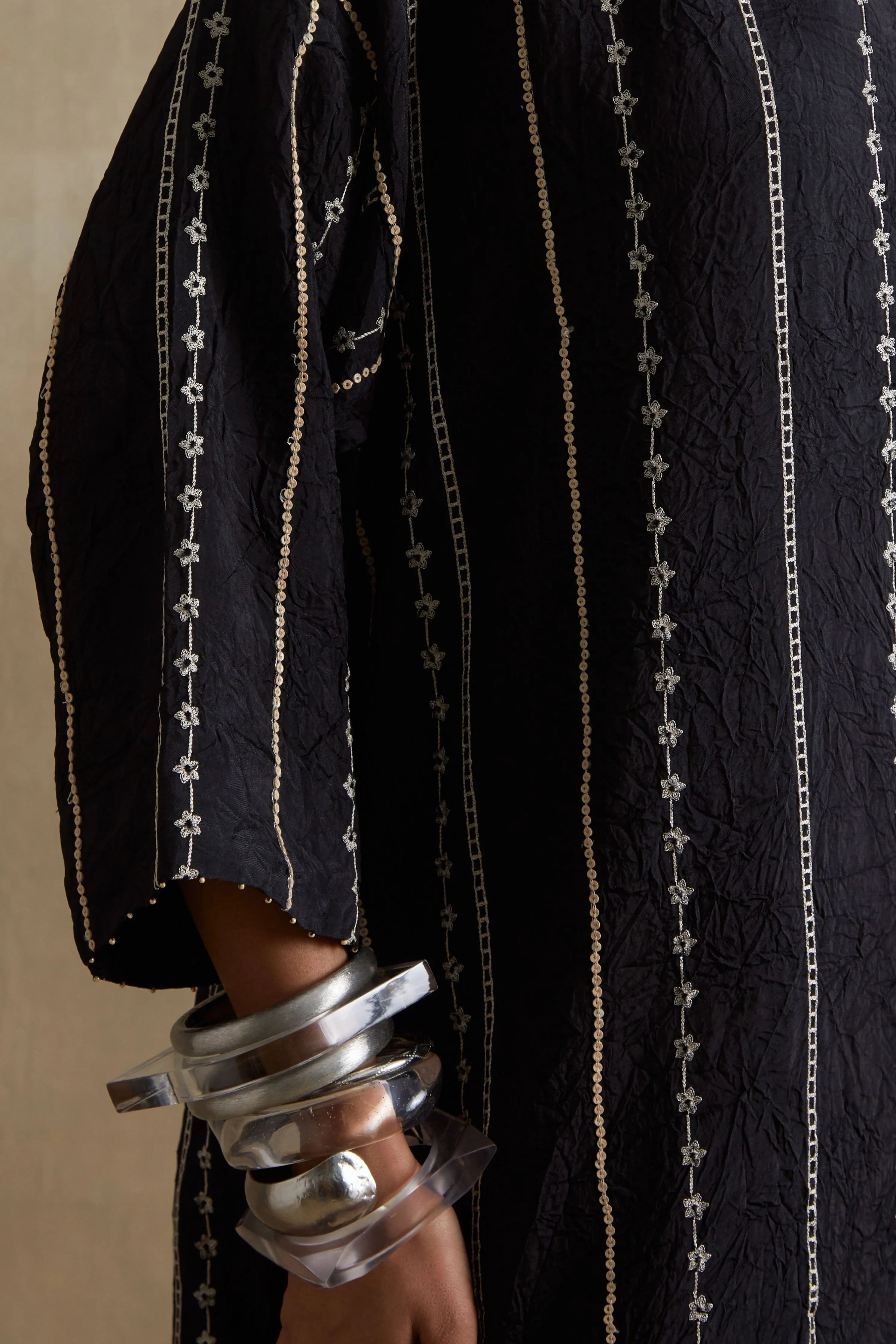 Black Beaded Embroidered Kurta Set