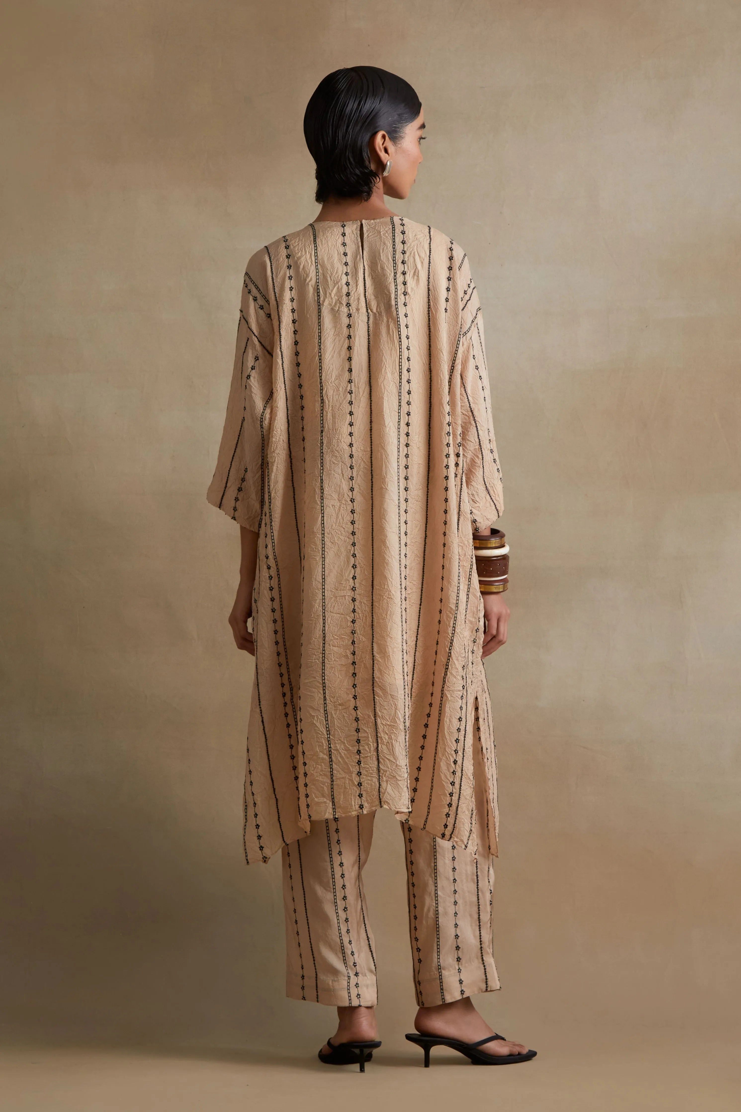 Clay Beaded Embroidered Kurta Set