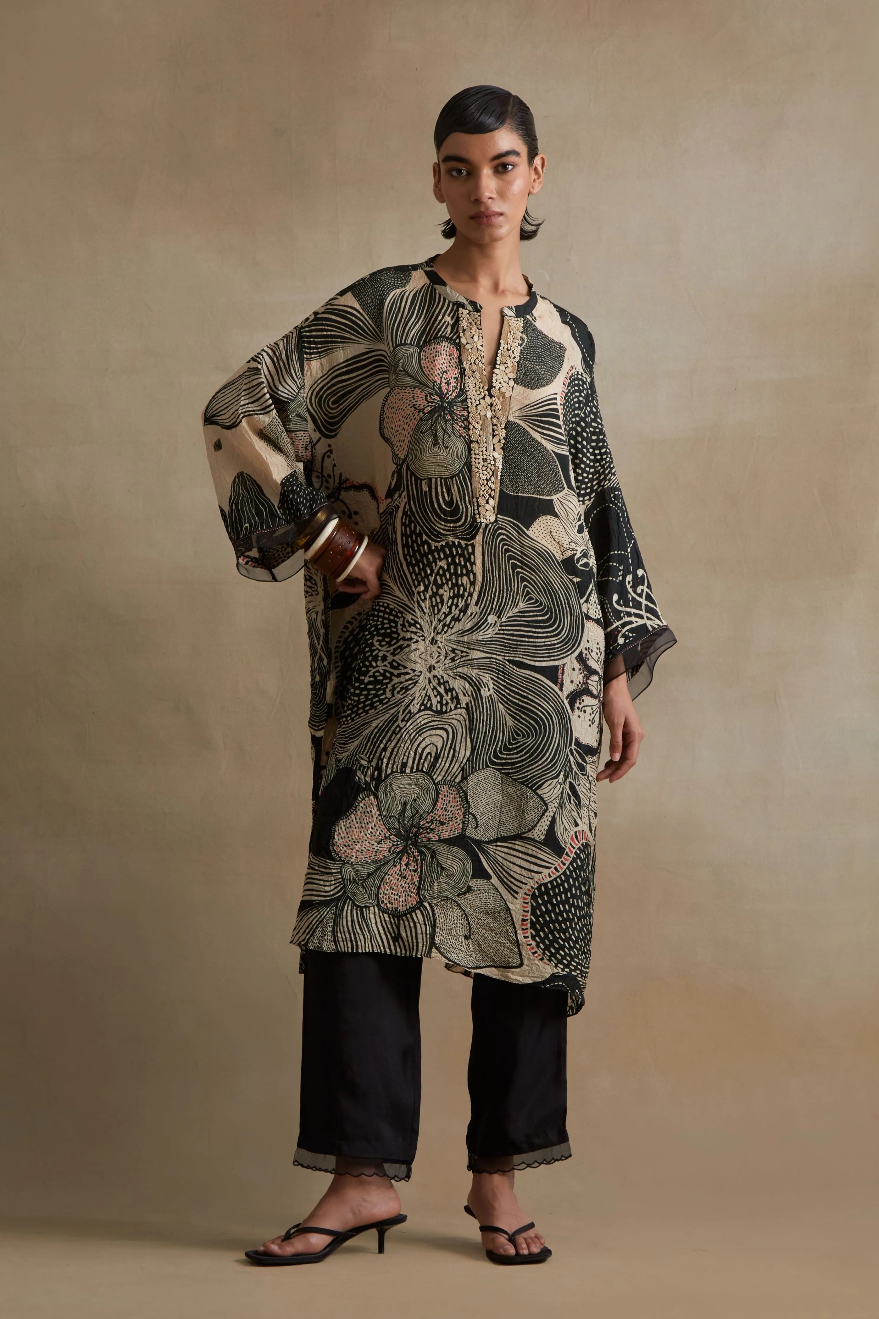 Clay Intricate Embroidered Kurta Set
