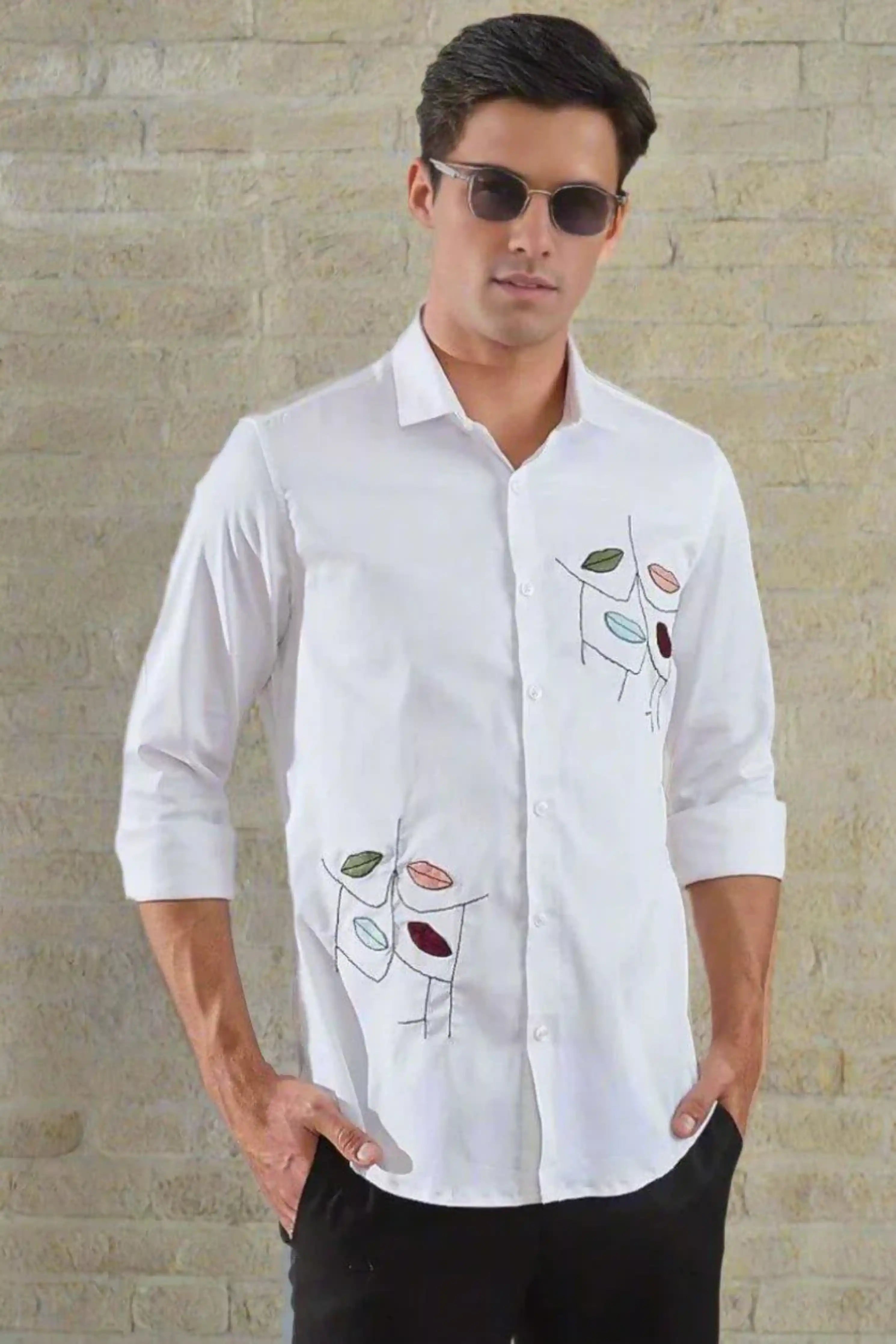 Embellished Party Wear White Shirt