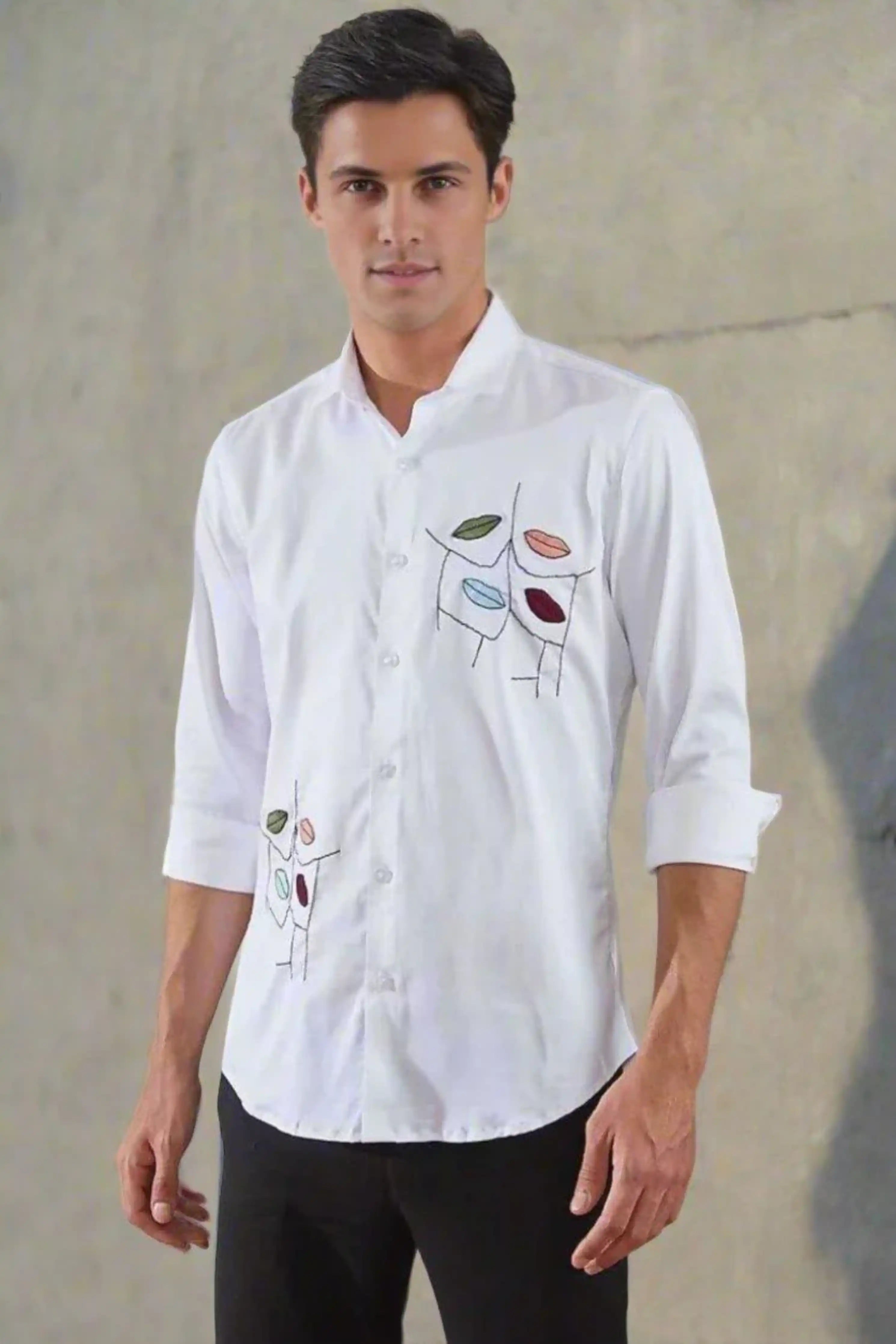 Embellished Party Wear White Shirt