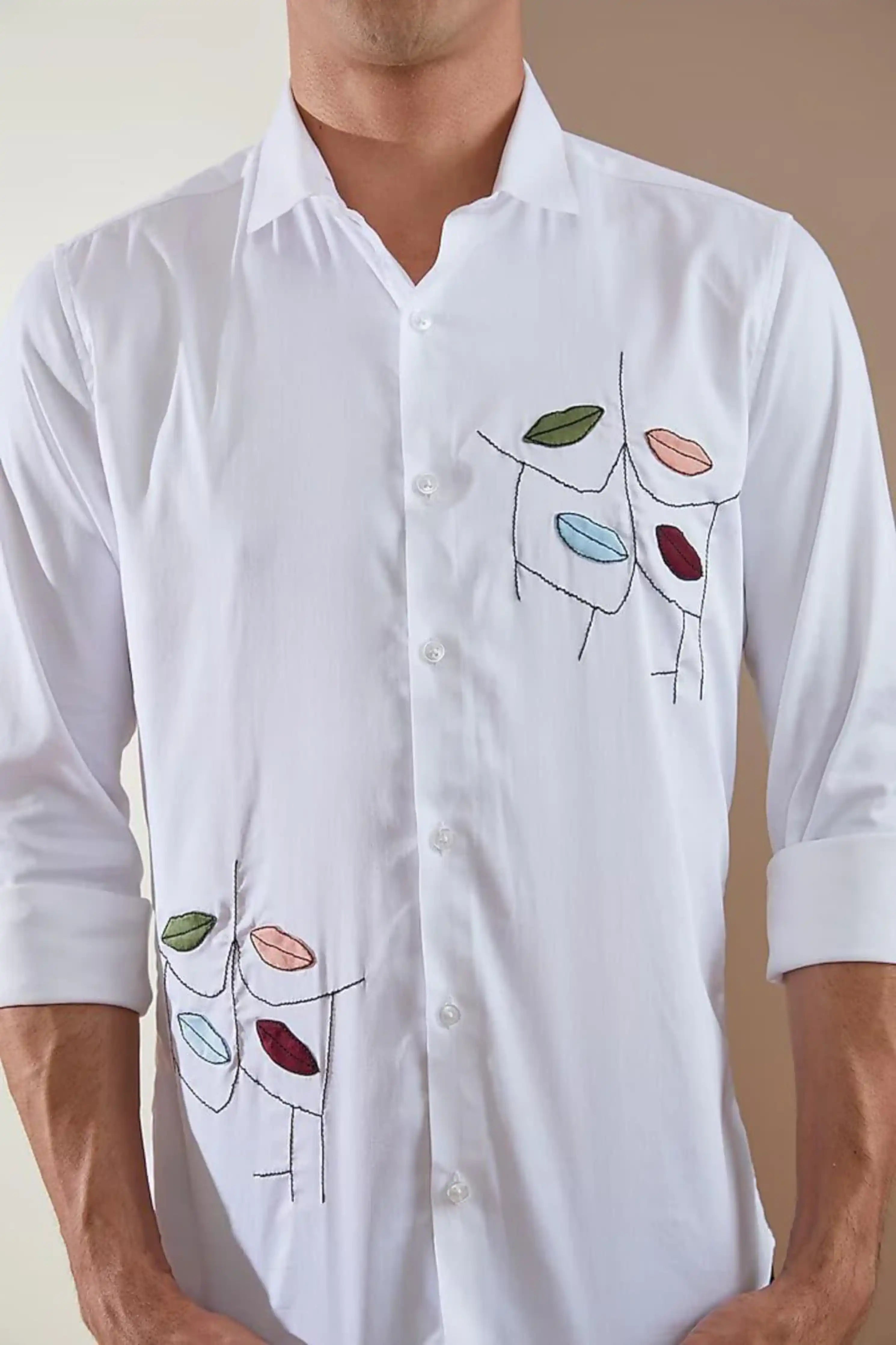 Embellished Party Wear White Shirt