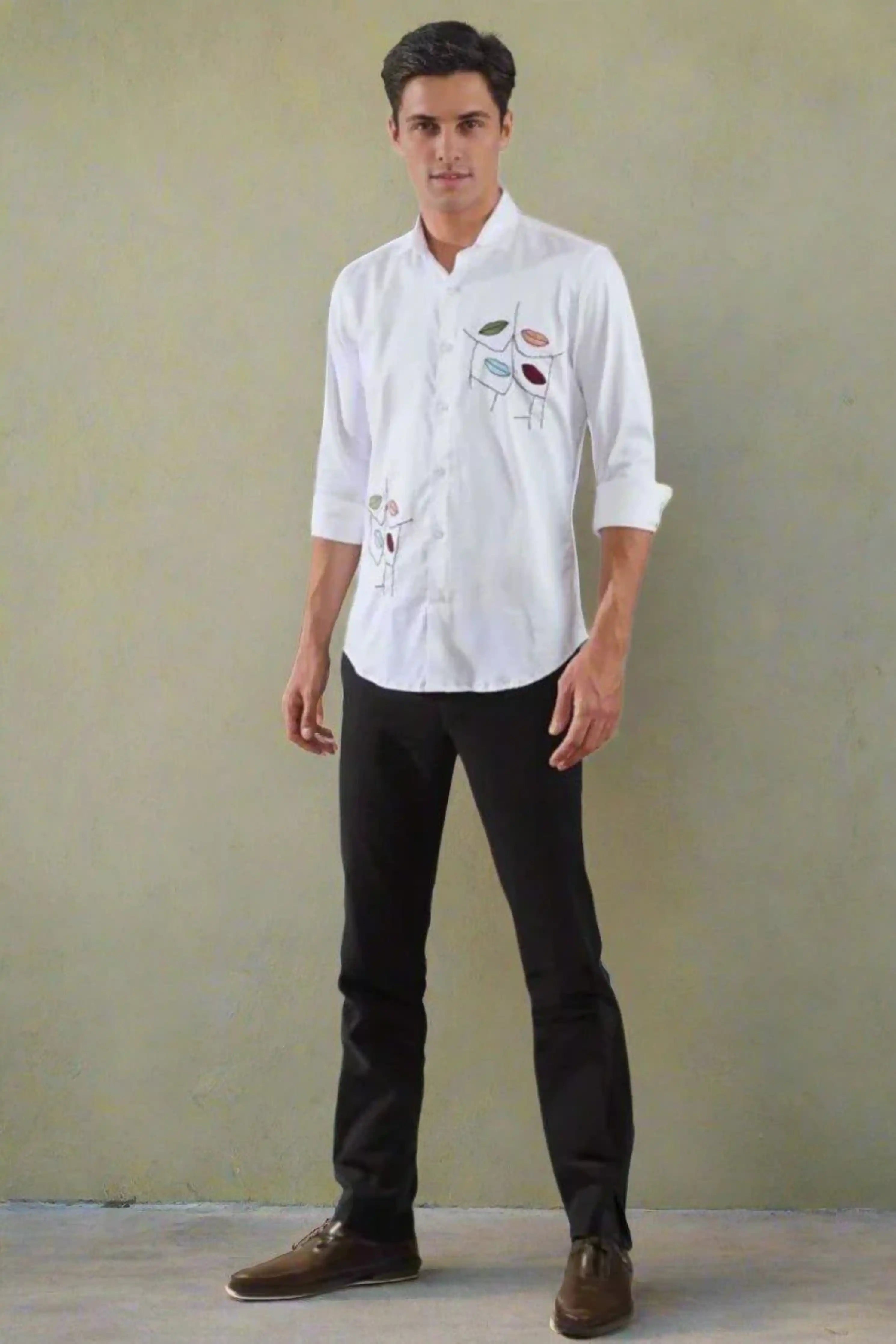 Embellished Party Wear White Shirt