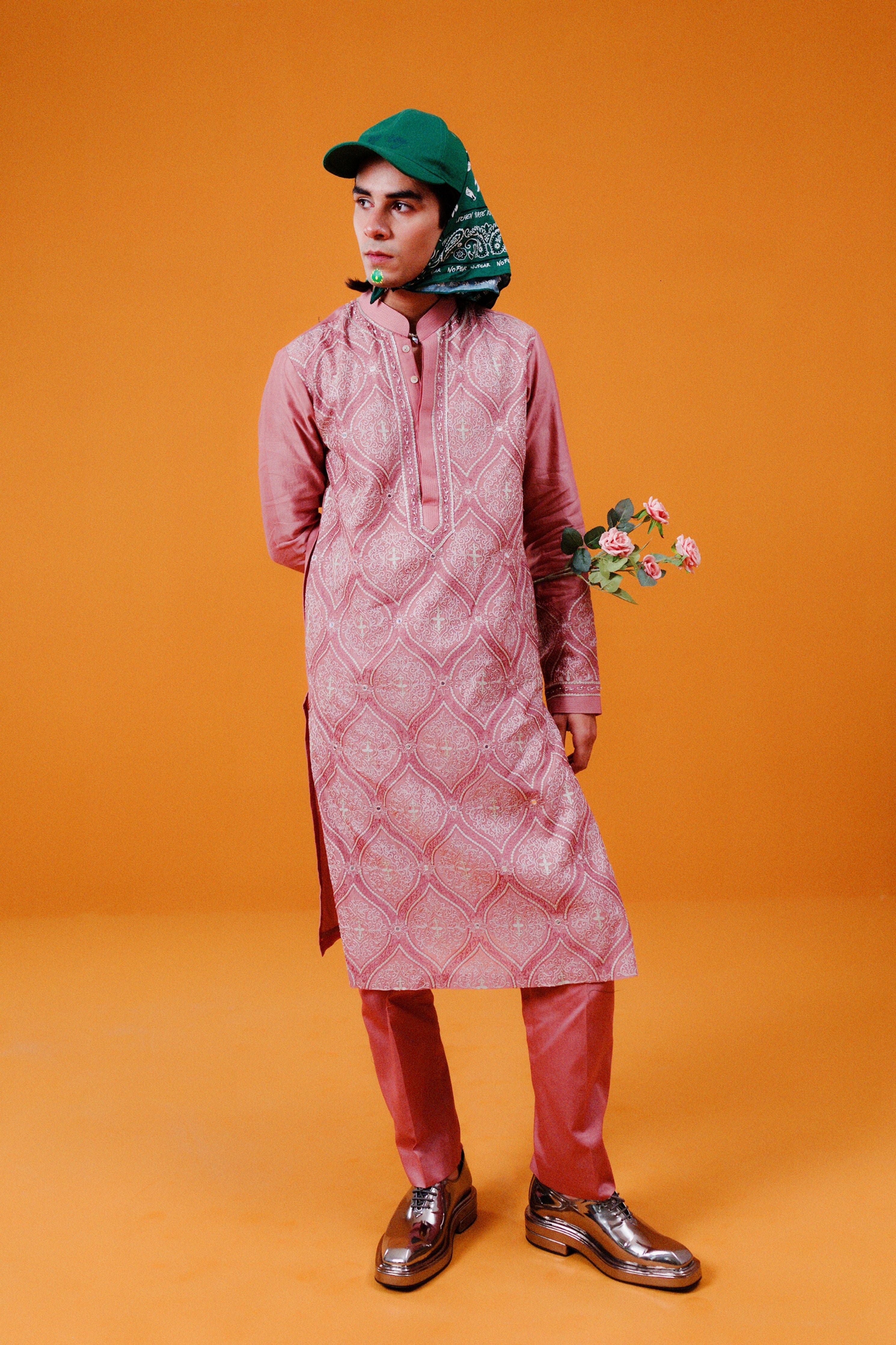 Old Rose Ogee Kurta Set